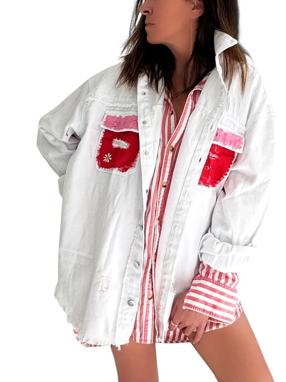 'Cool Blooms' Painted Jacket