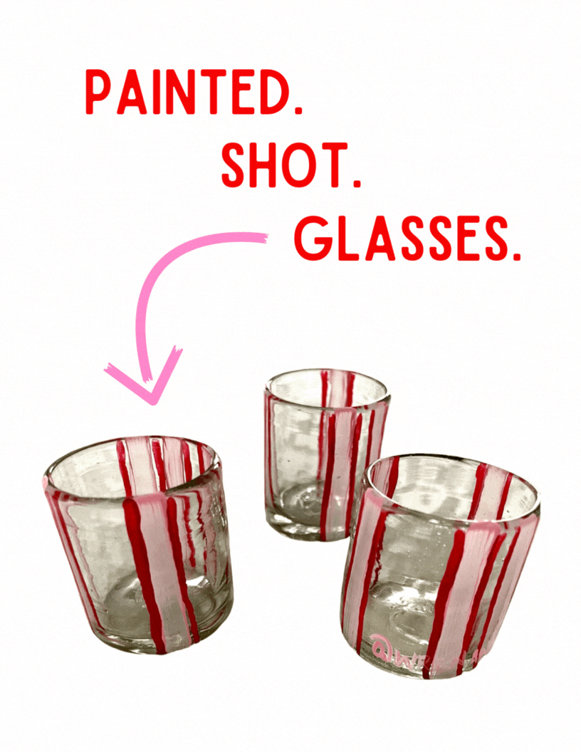 'Pink Striper' Shot Glasses