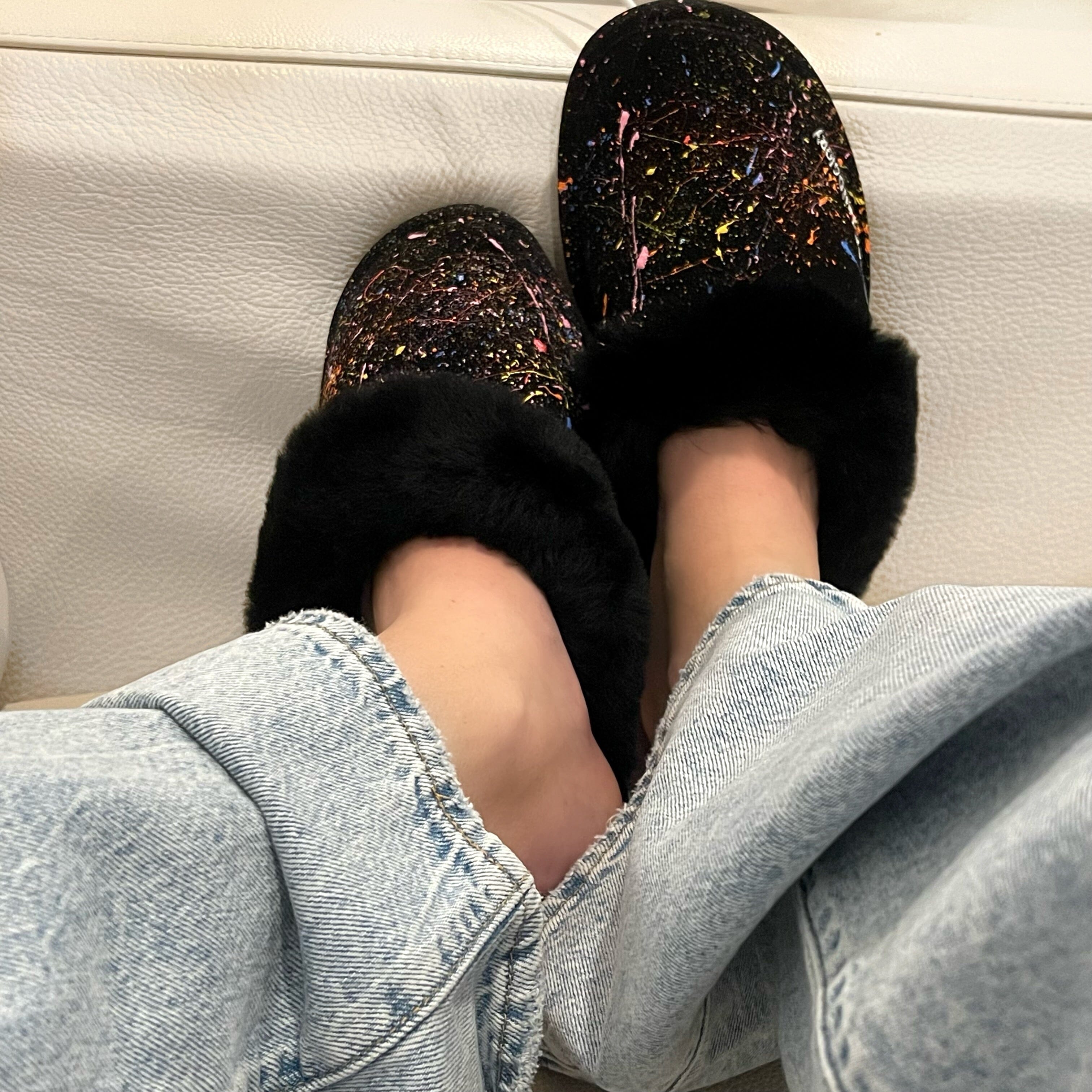 'Splatter' Painted Emu Slipper