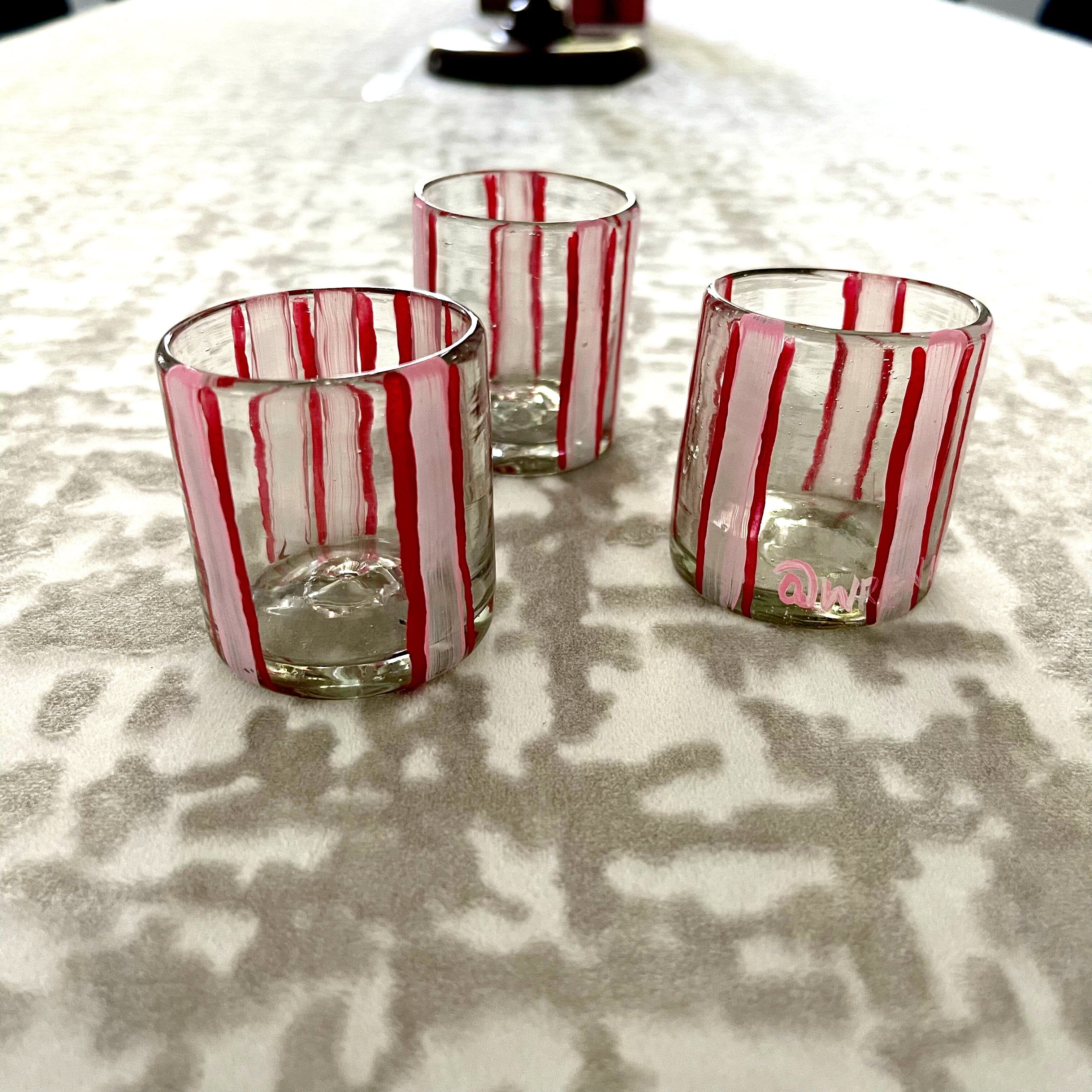 'Pink Striper' Shot Glasses