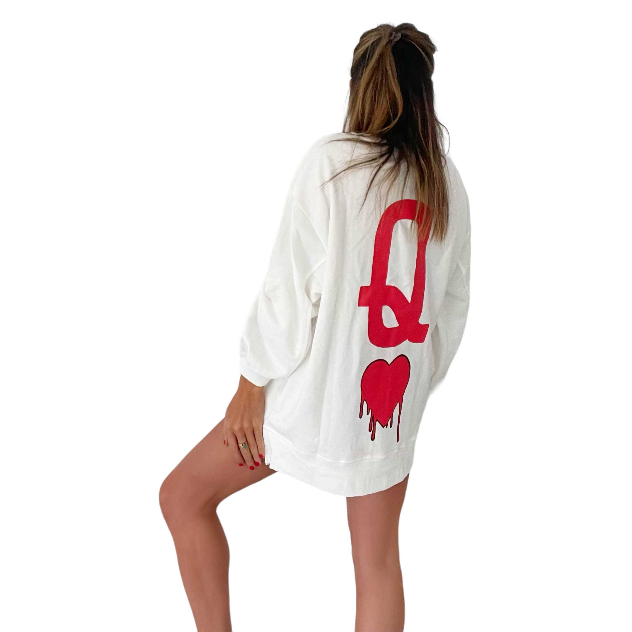 'Q of Hearts' Painted Sweatshirt