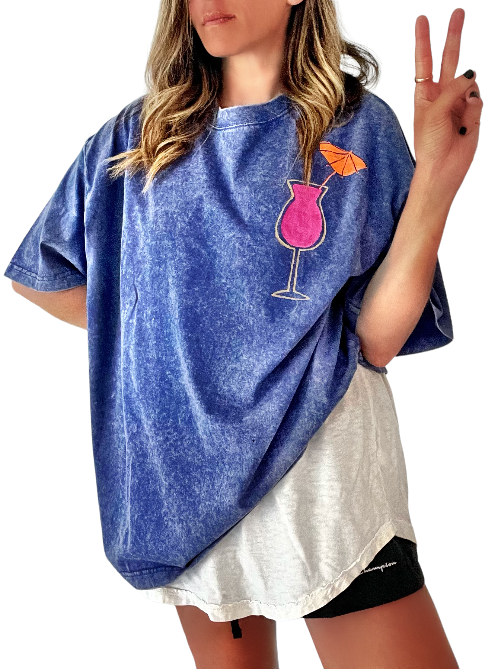 'Cocktails, Please' Oversized T Shirt