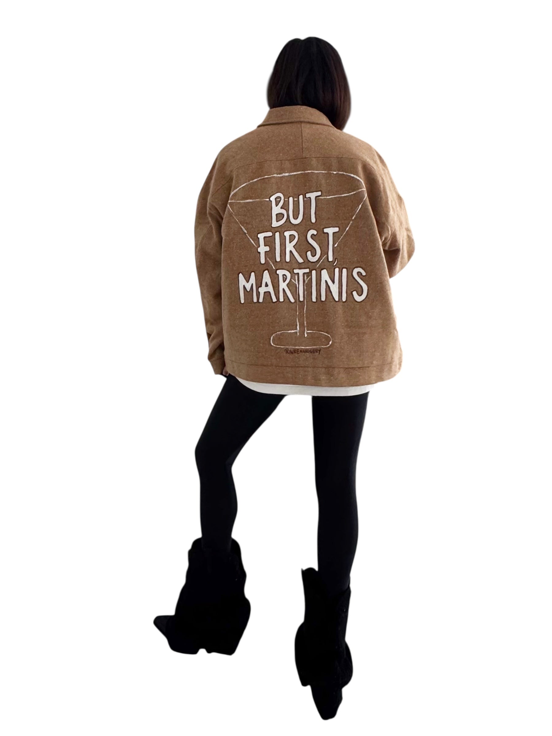 'But First, Martinis' Painted Coat