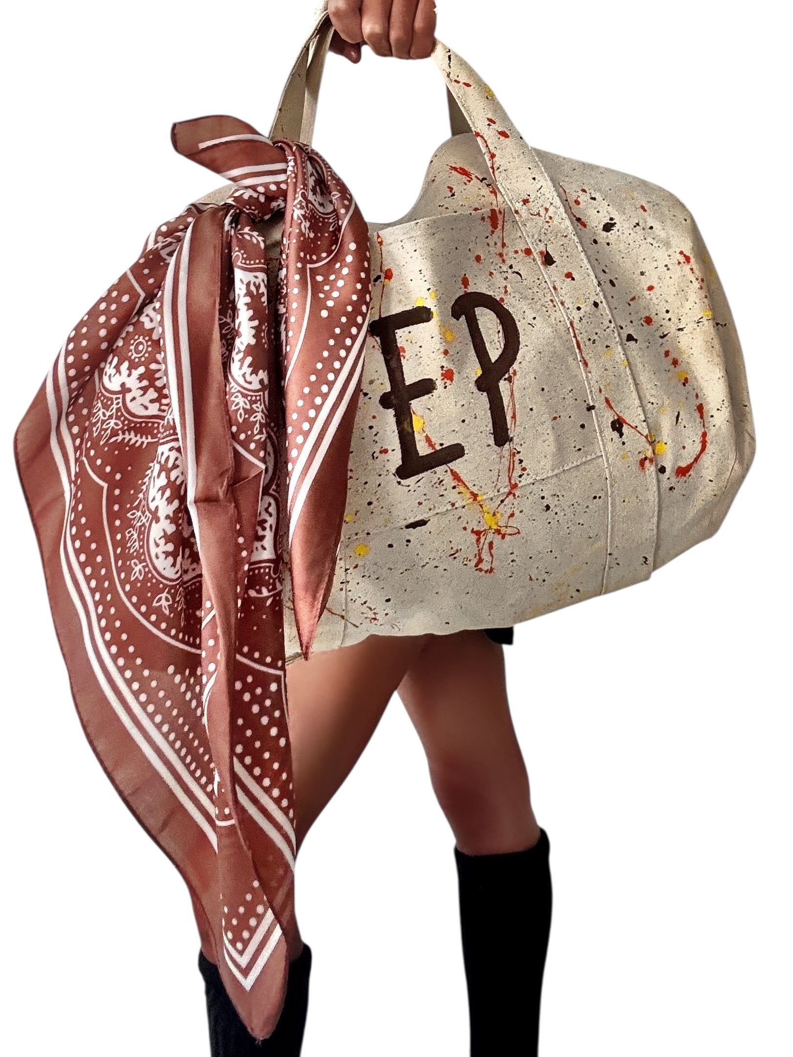 'My Personalized Duffle' Painted Bag (with silk banadana)