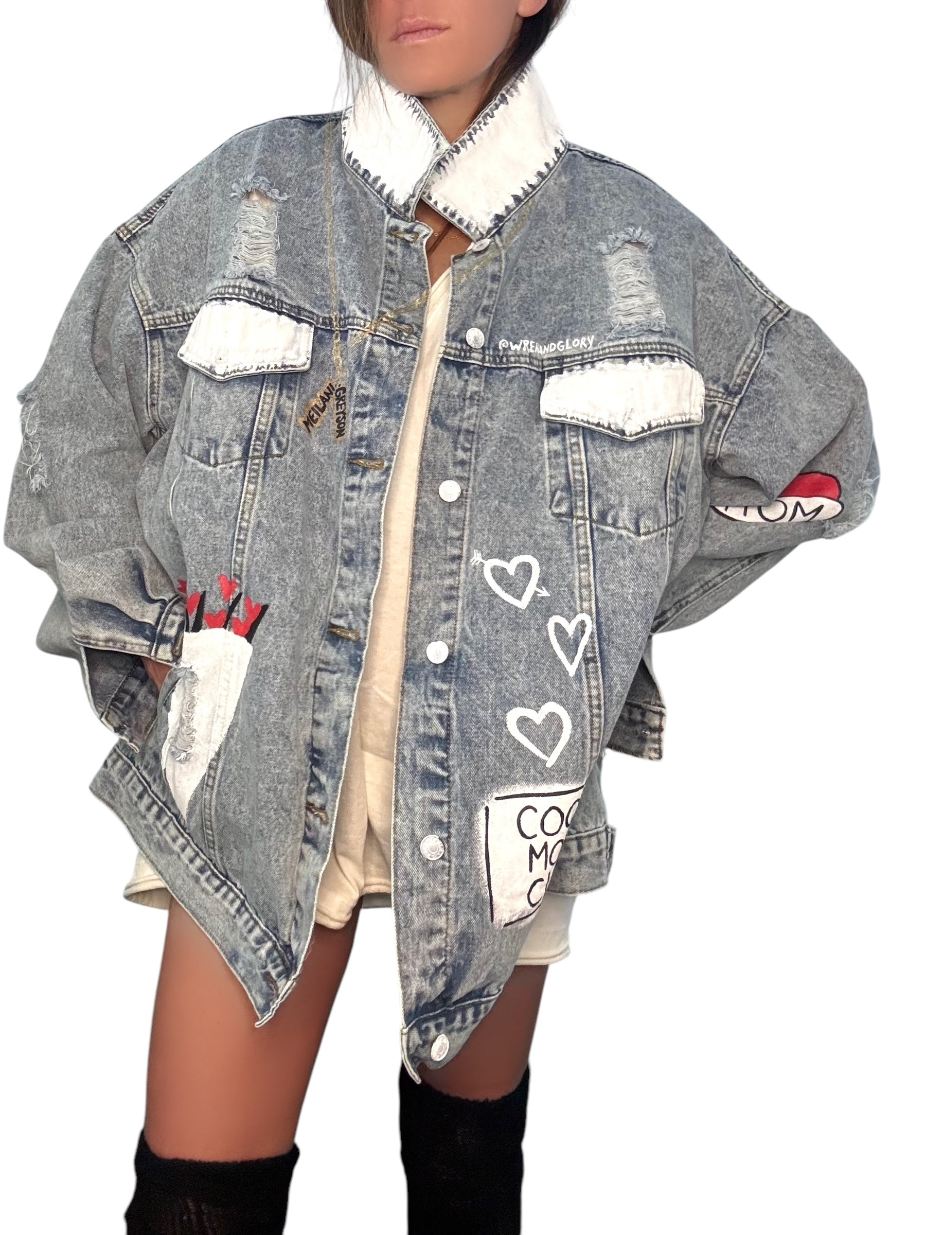 'Queen Mom' Painted Denim Jacket