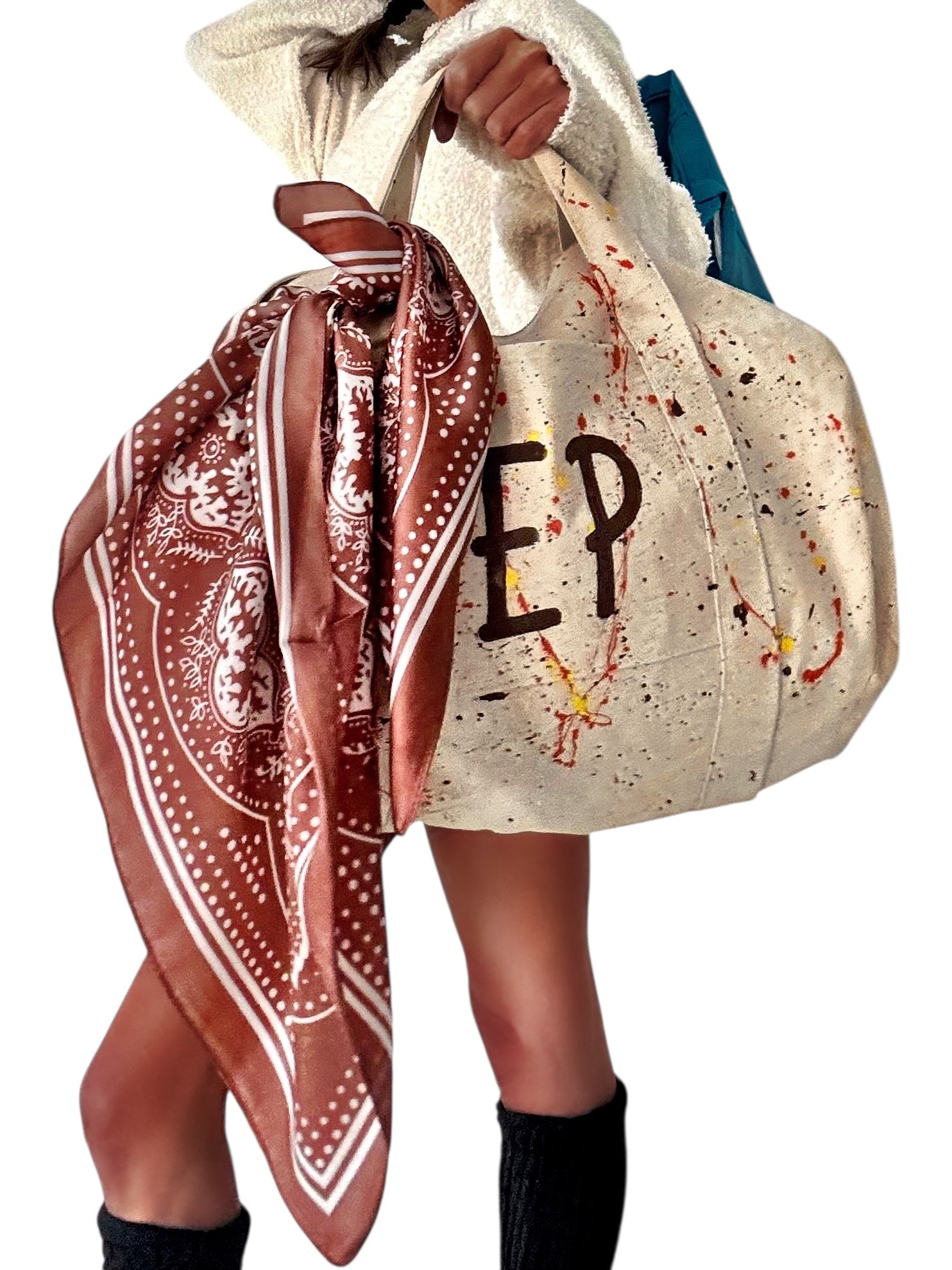 'My Personalized Duffle' Painted Bag (with silk banadana)
