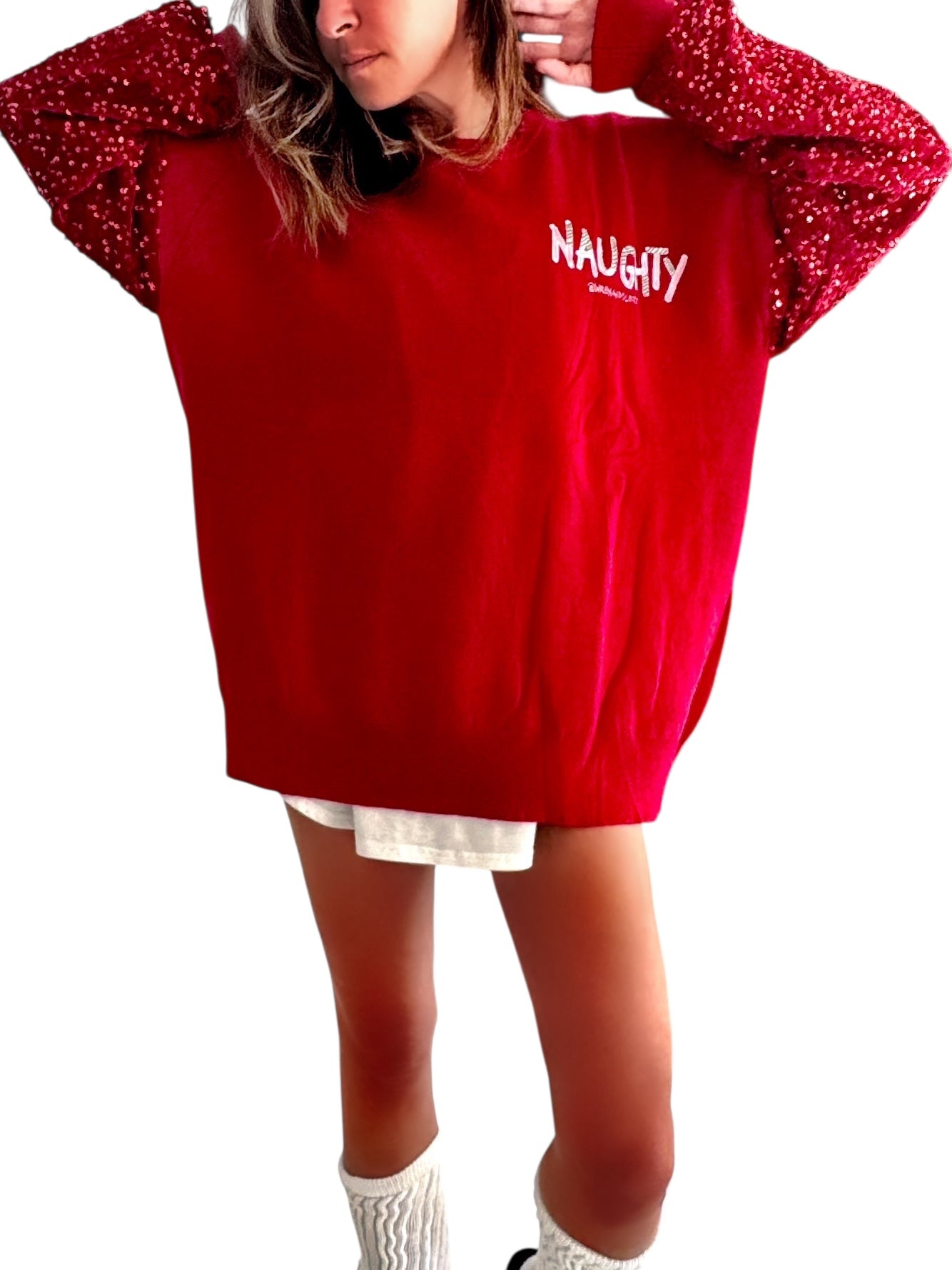 'Naughty Naughty' Knit Painted Sweater