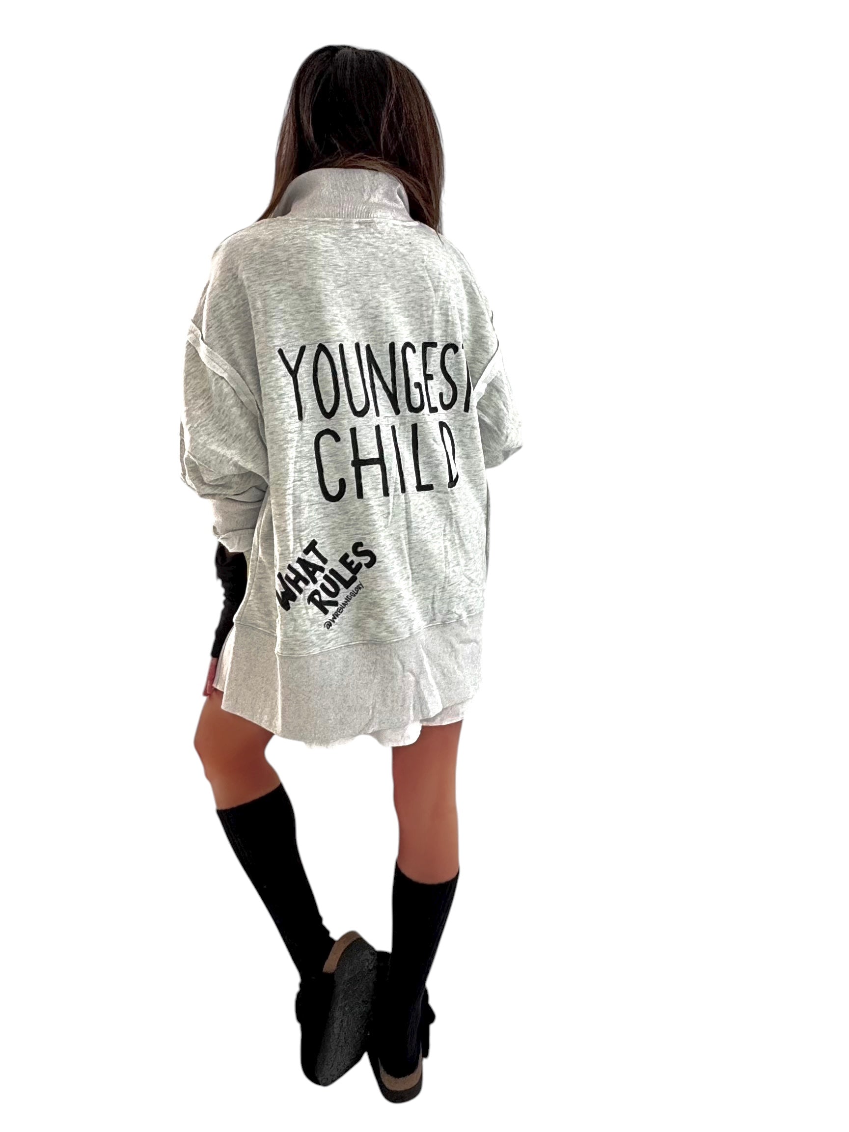 'The Youngest' Painted Quarter Zip