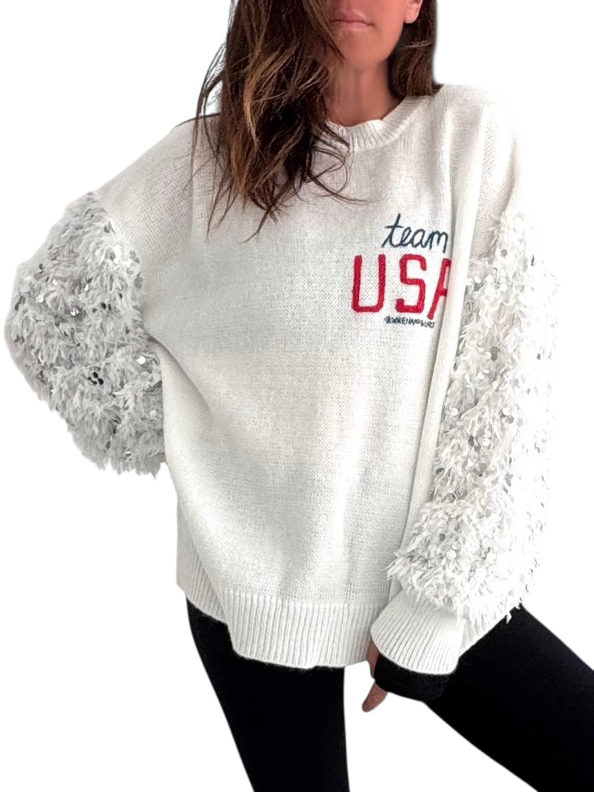 'Team USA, Winter Edition' Painted Sweater