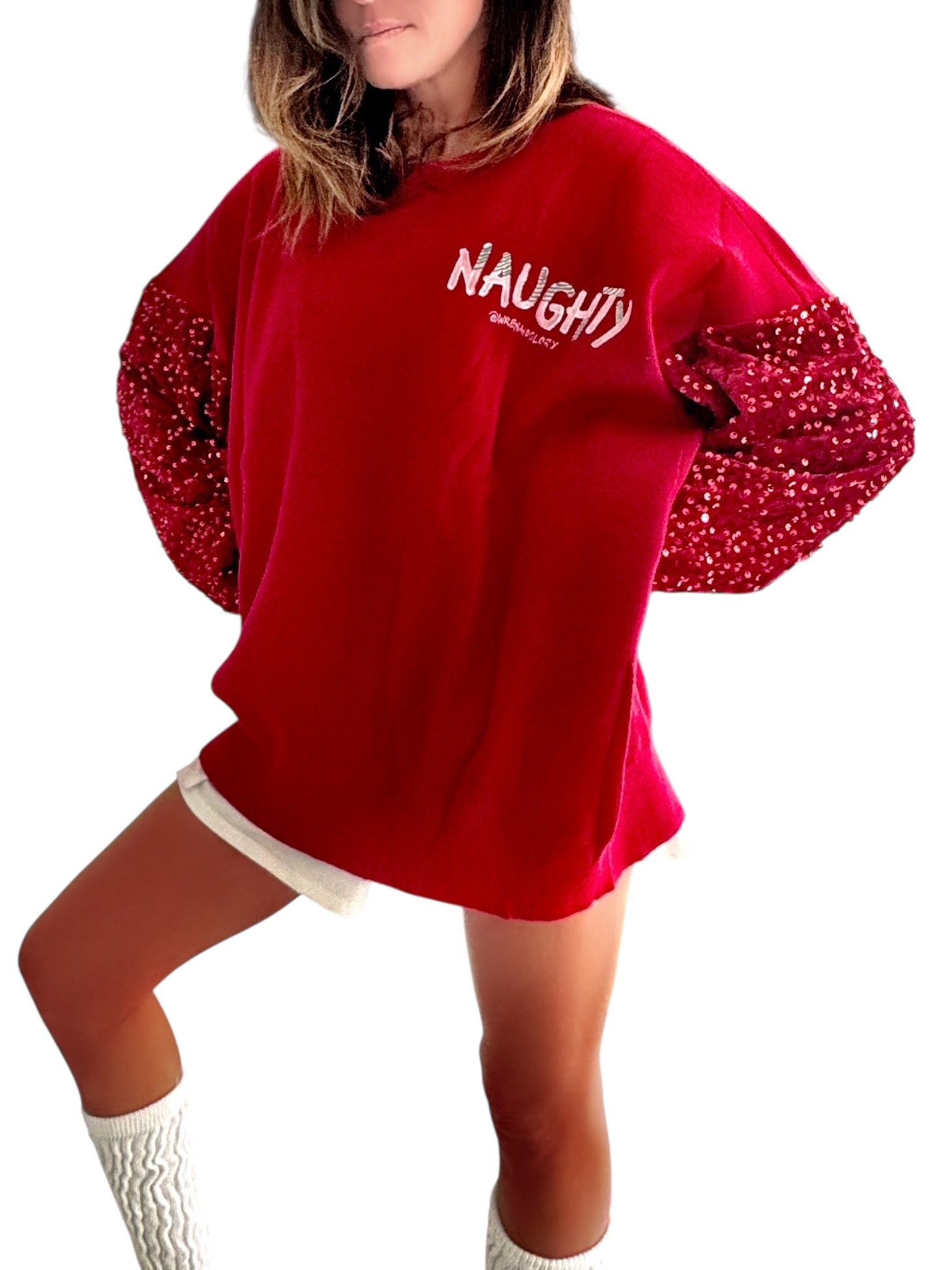 'Naughty Naughty' Knit Painted Sweater