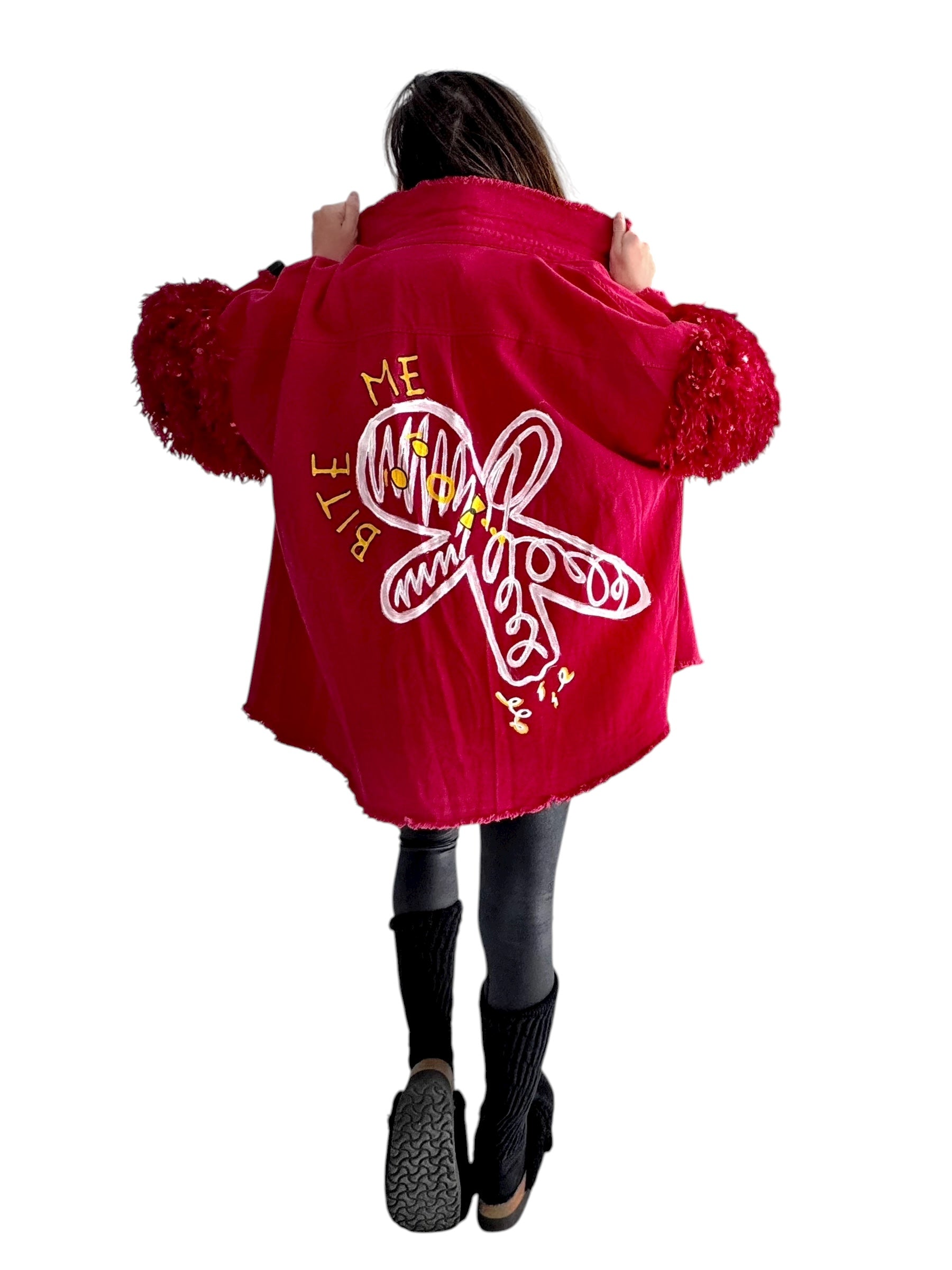 'Bite Me' Painted Jacket