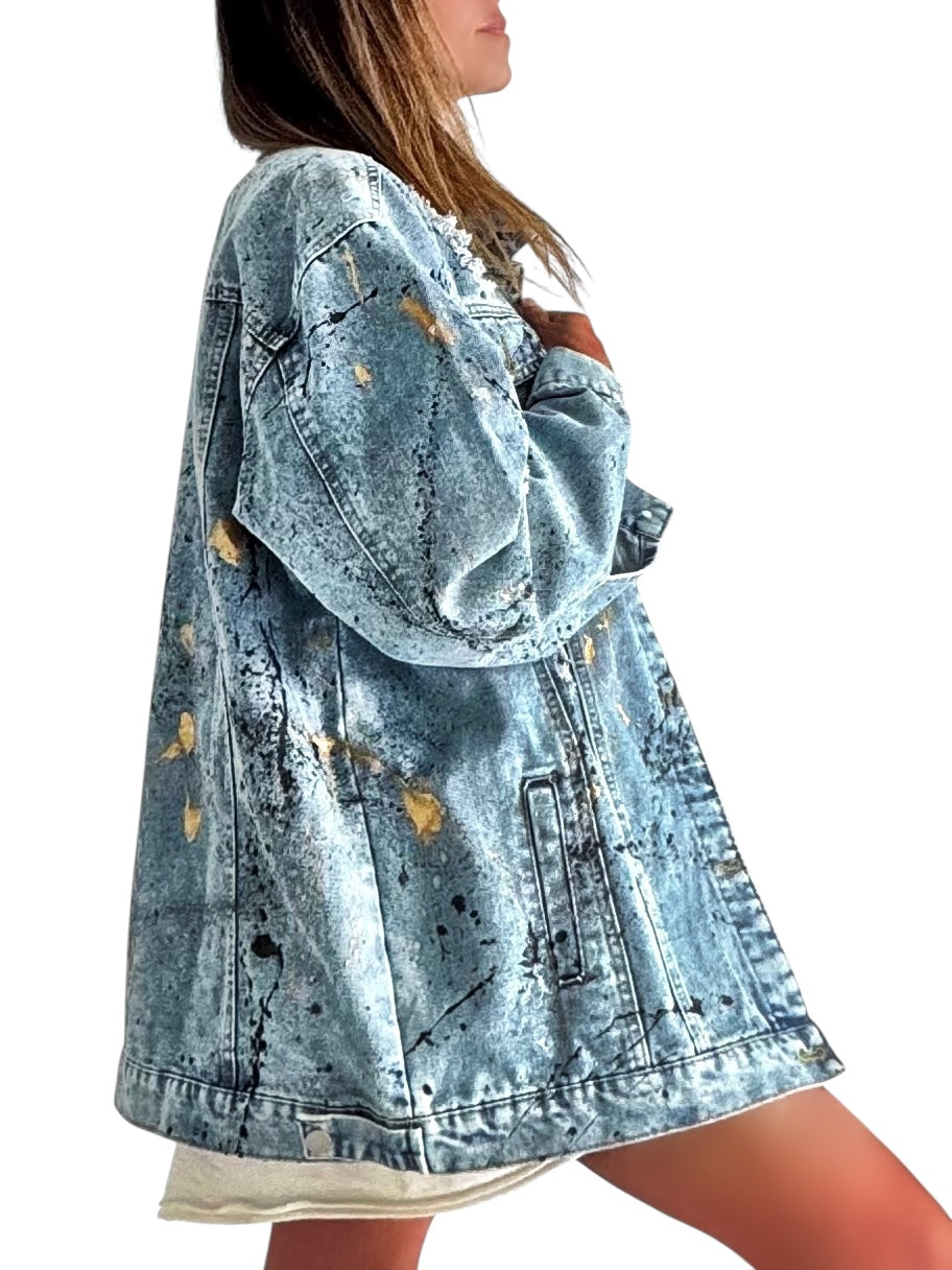 'Splatter World 2.0' Painted Denim Jacket