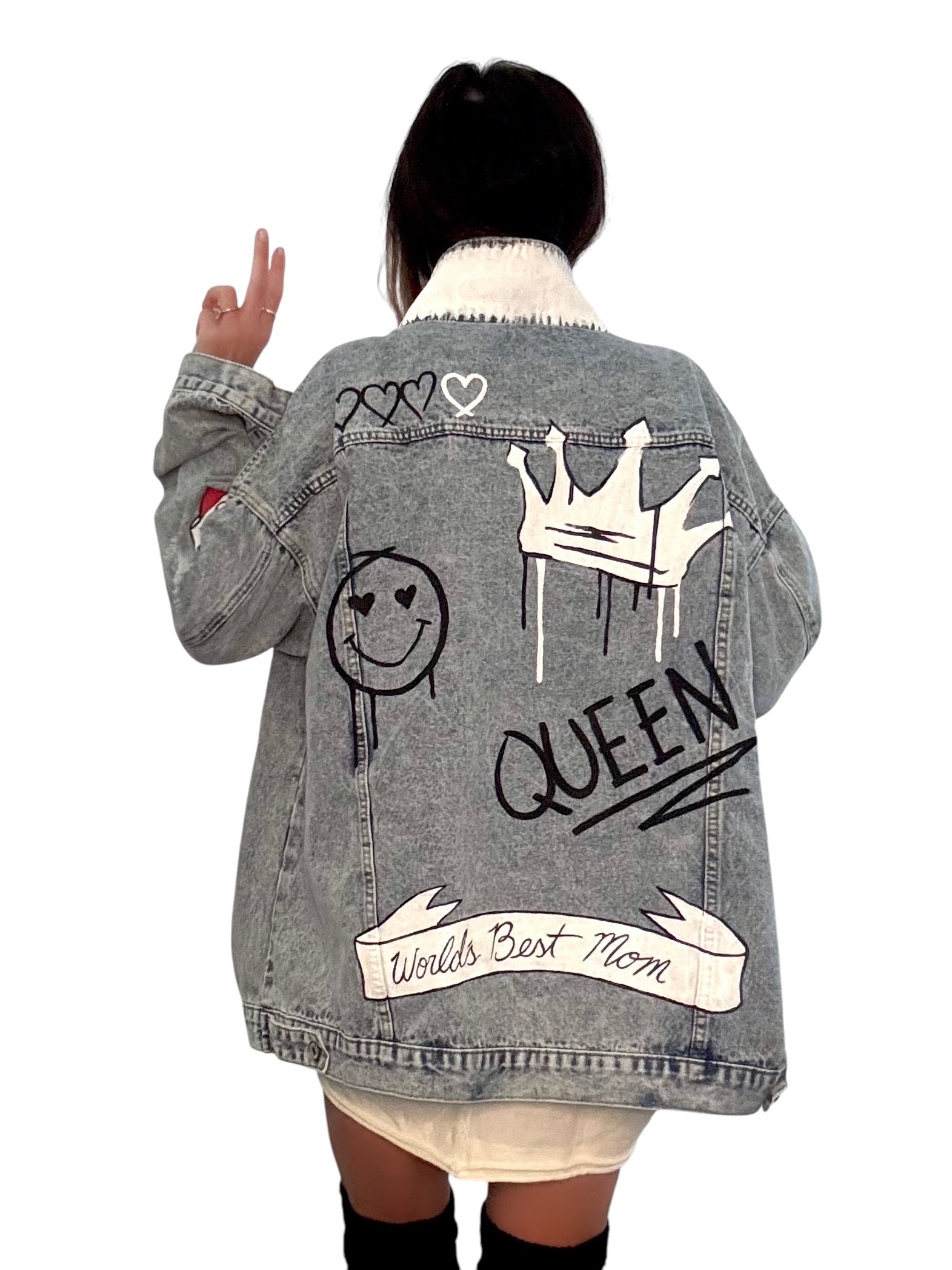 'Queen Mom' Painted Denim Jacket