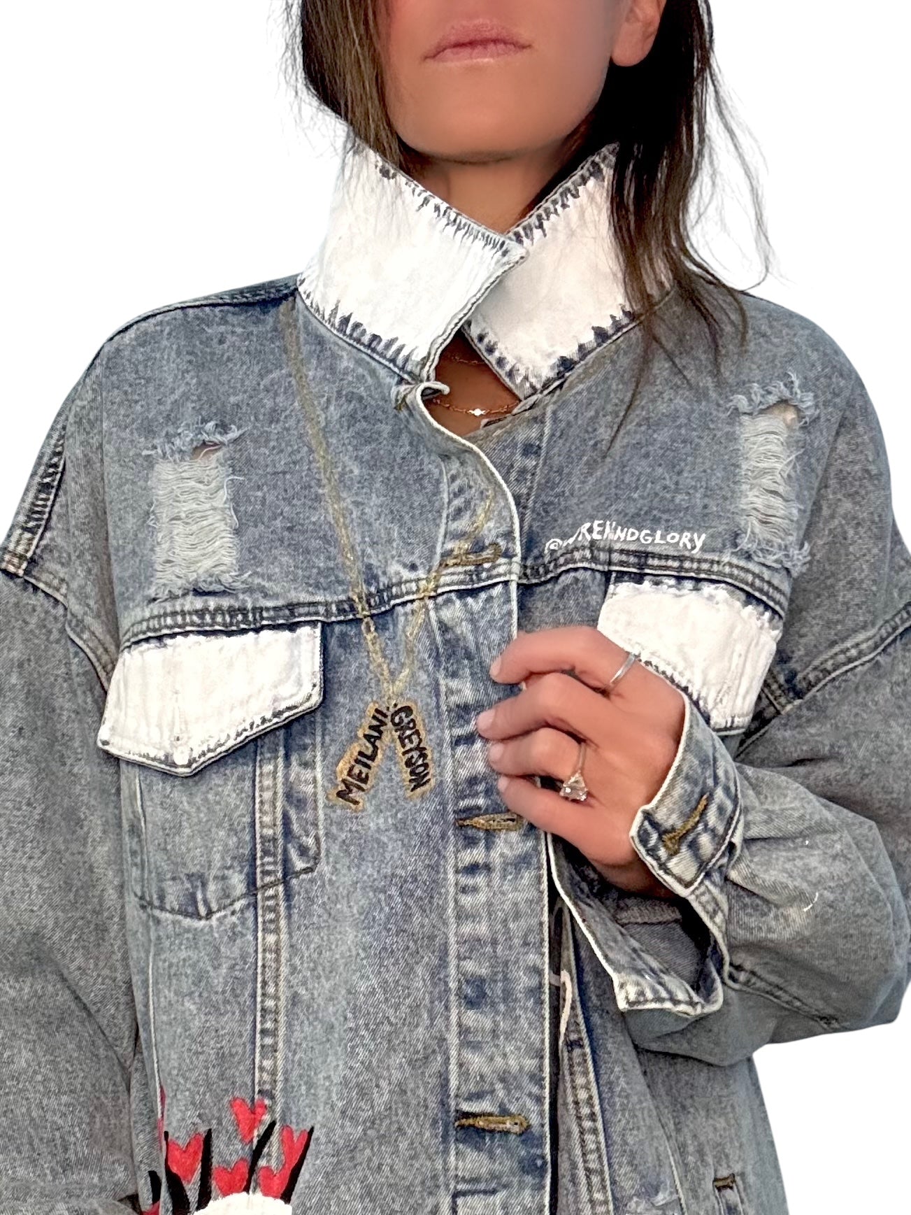 'Queen Mom' Painted Denim Jacket