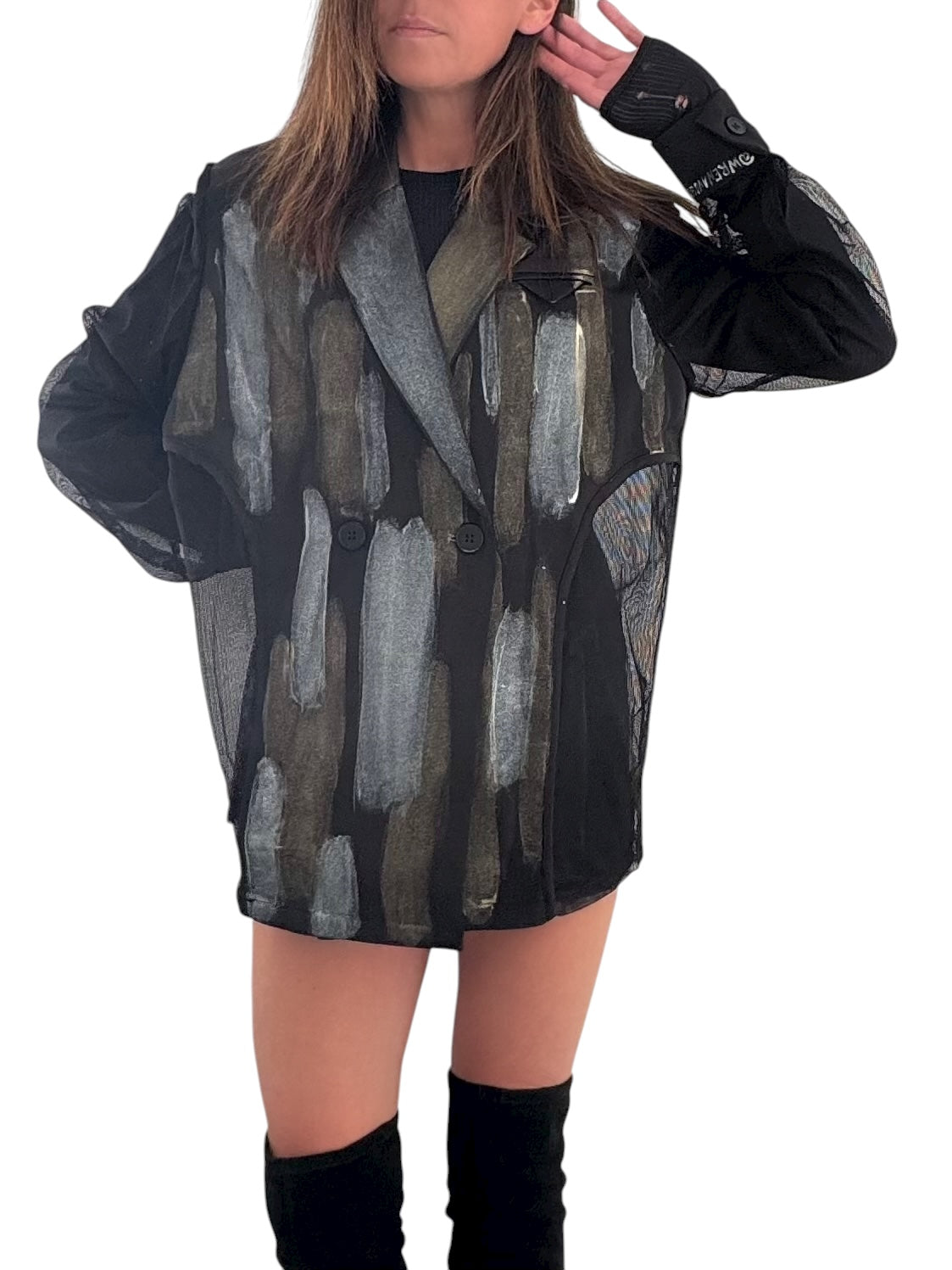 'Metallic & Mesh' Painted Blazer