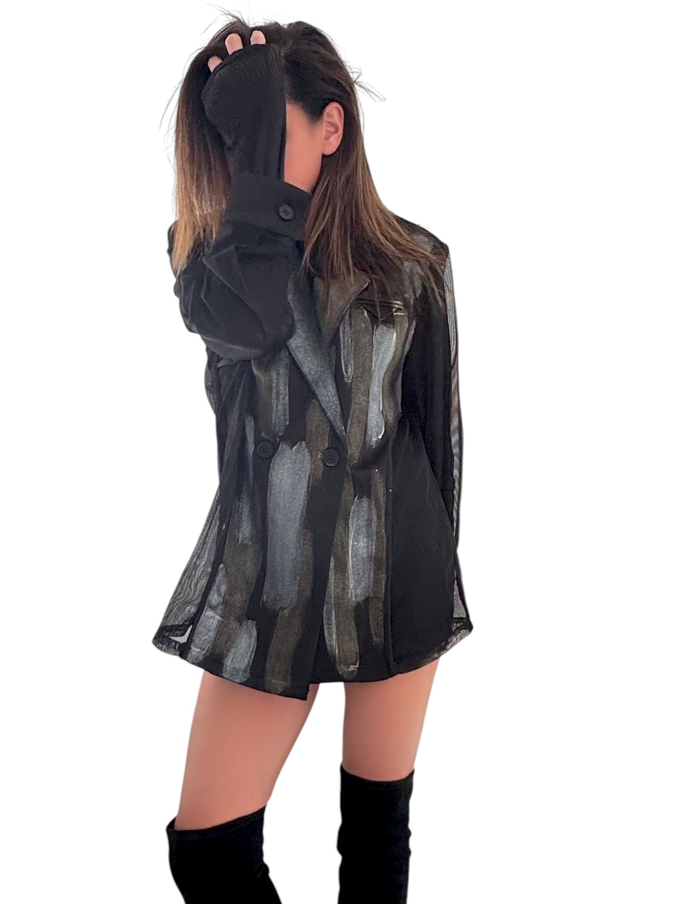 'Metallic & Mesh' Painted Blazer