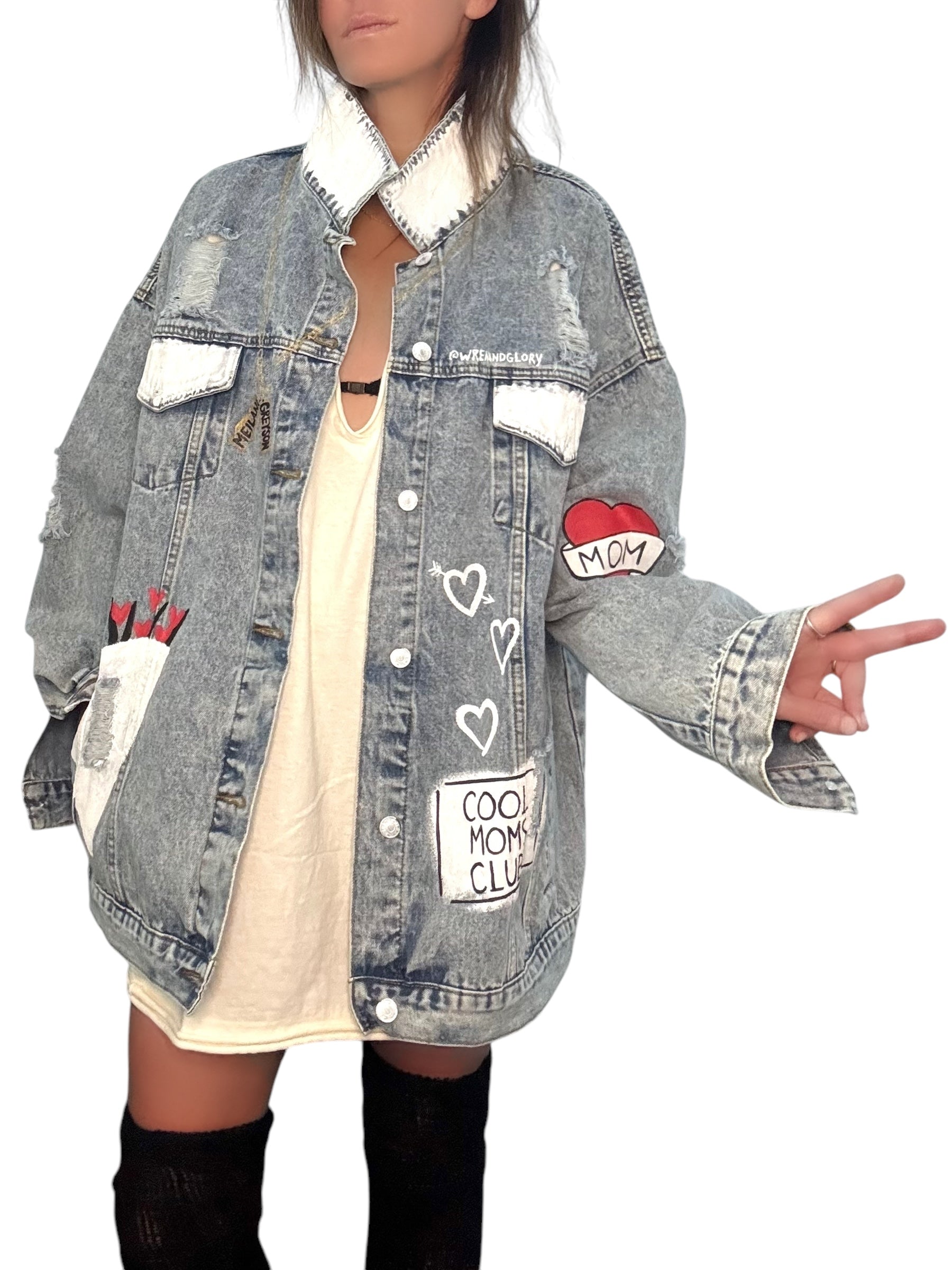 'Queen Mom' Painted Denim Jacket