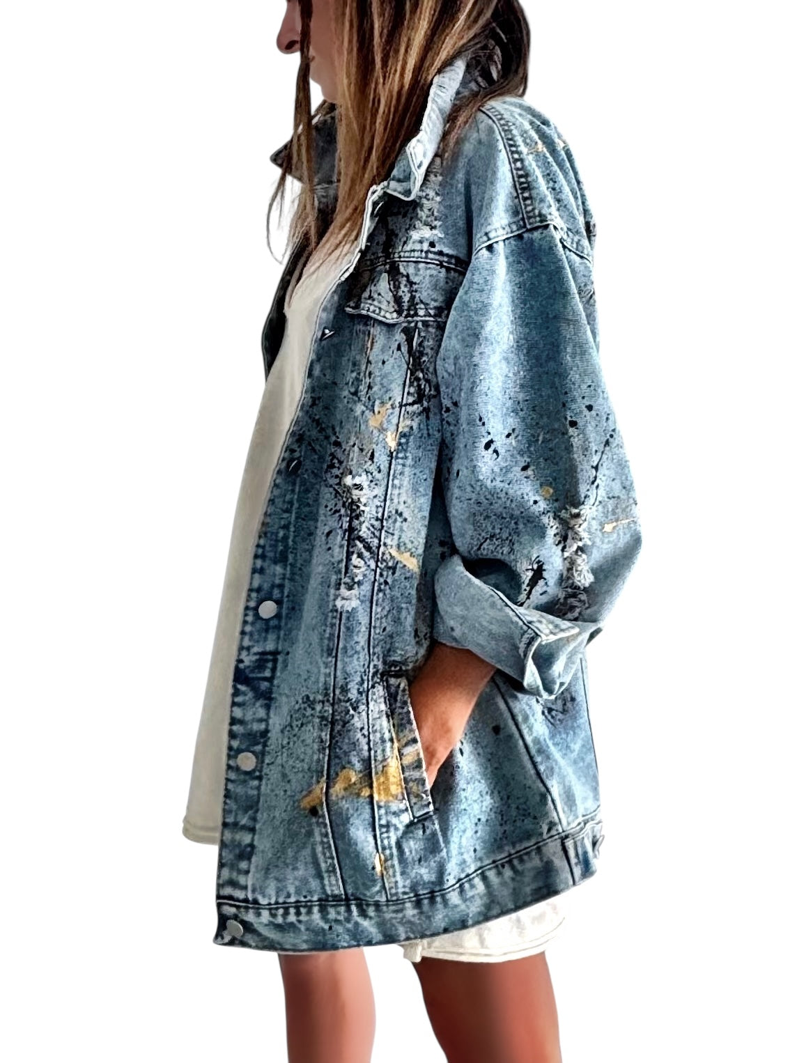 'Splatter World 2.0' Painted Denim Jacket