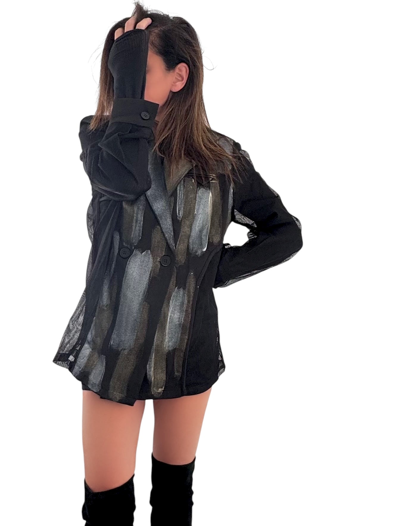 'Metallic & Mesh' Painted Blazer