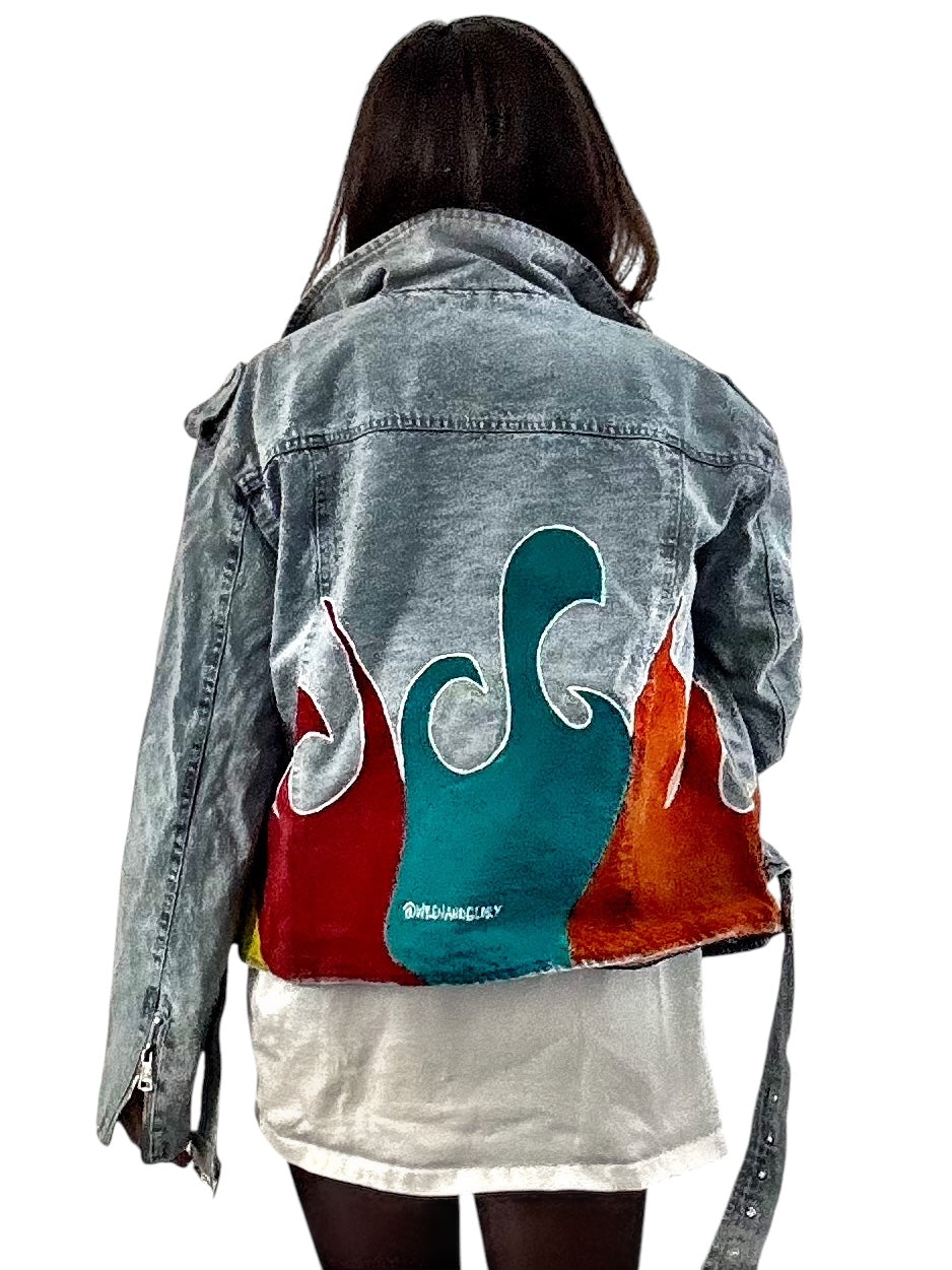 'Denim & Flow' Moto Jacket