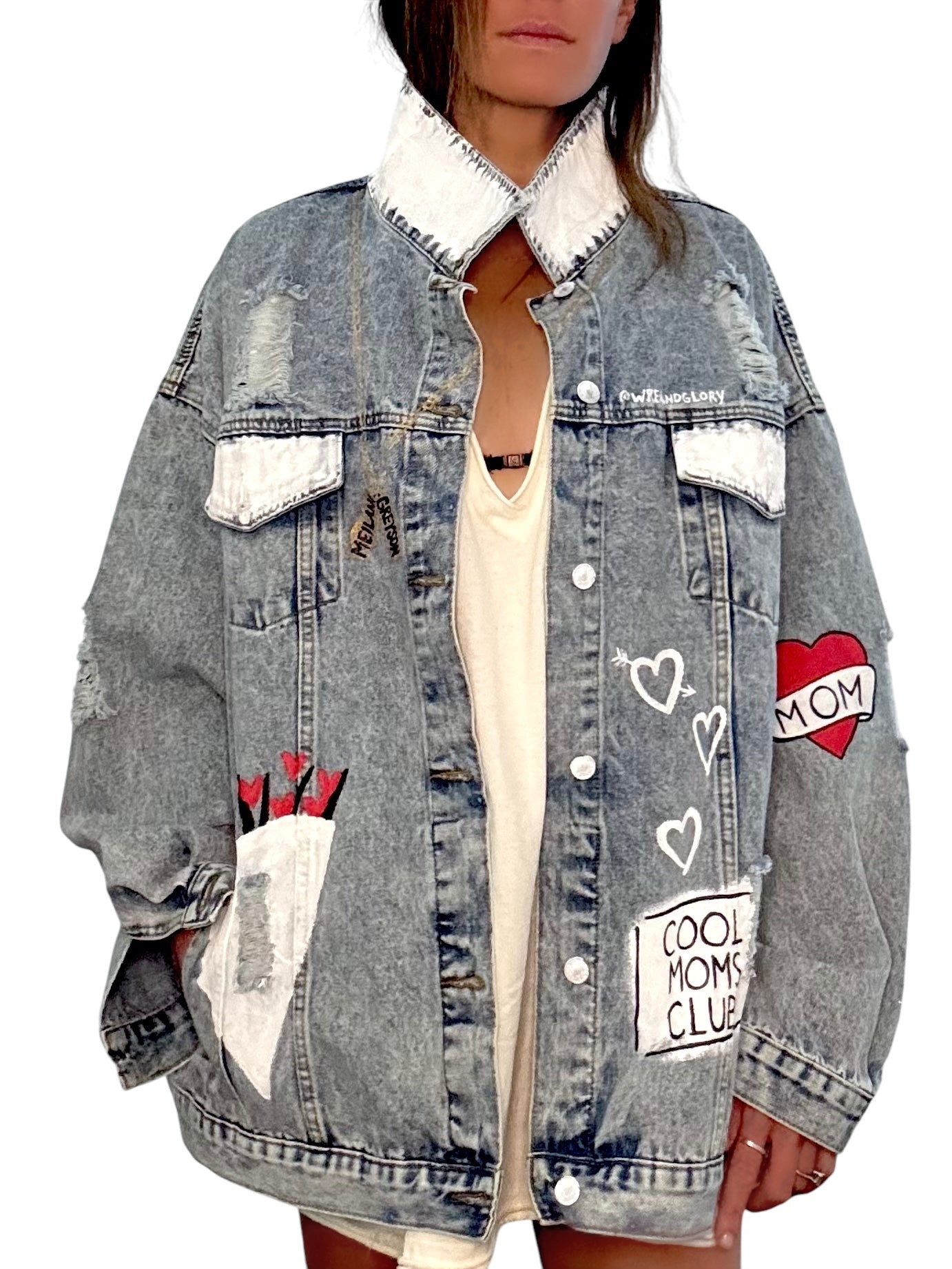 'Queen Mom' Painted Denim Jacket