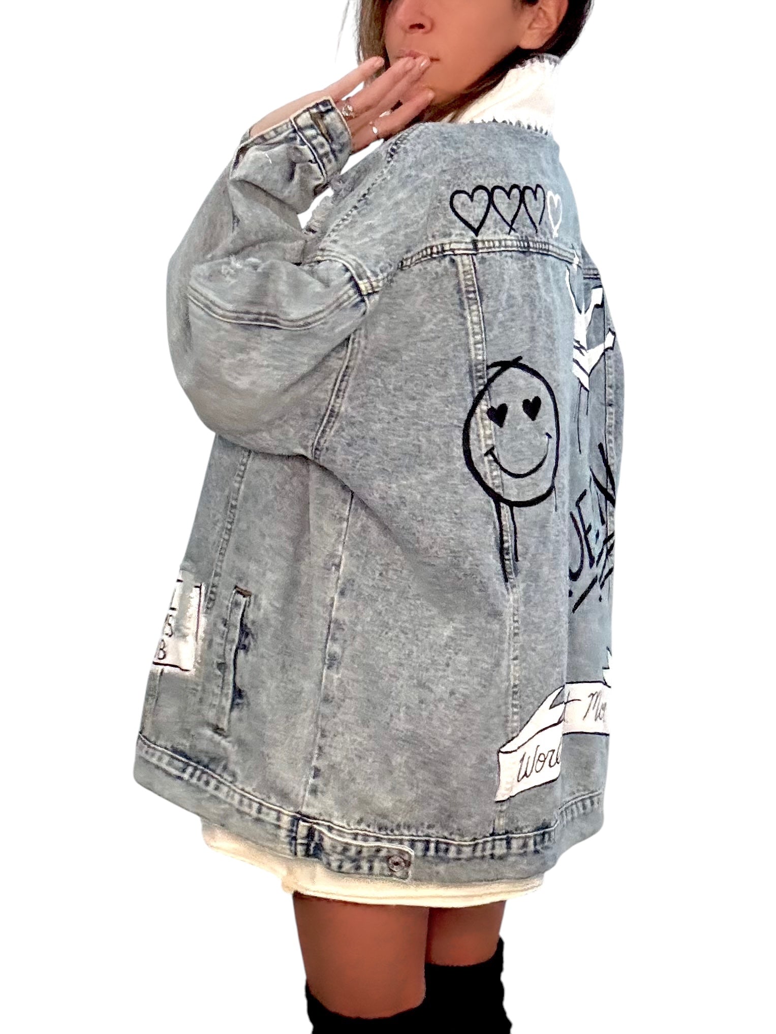 'Queen Mom' Painted Denim Jacket