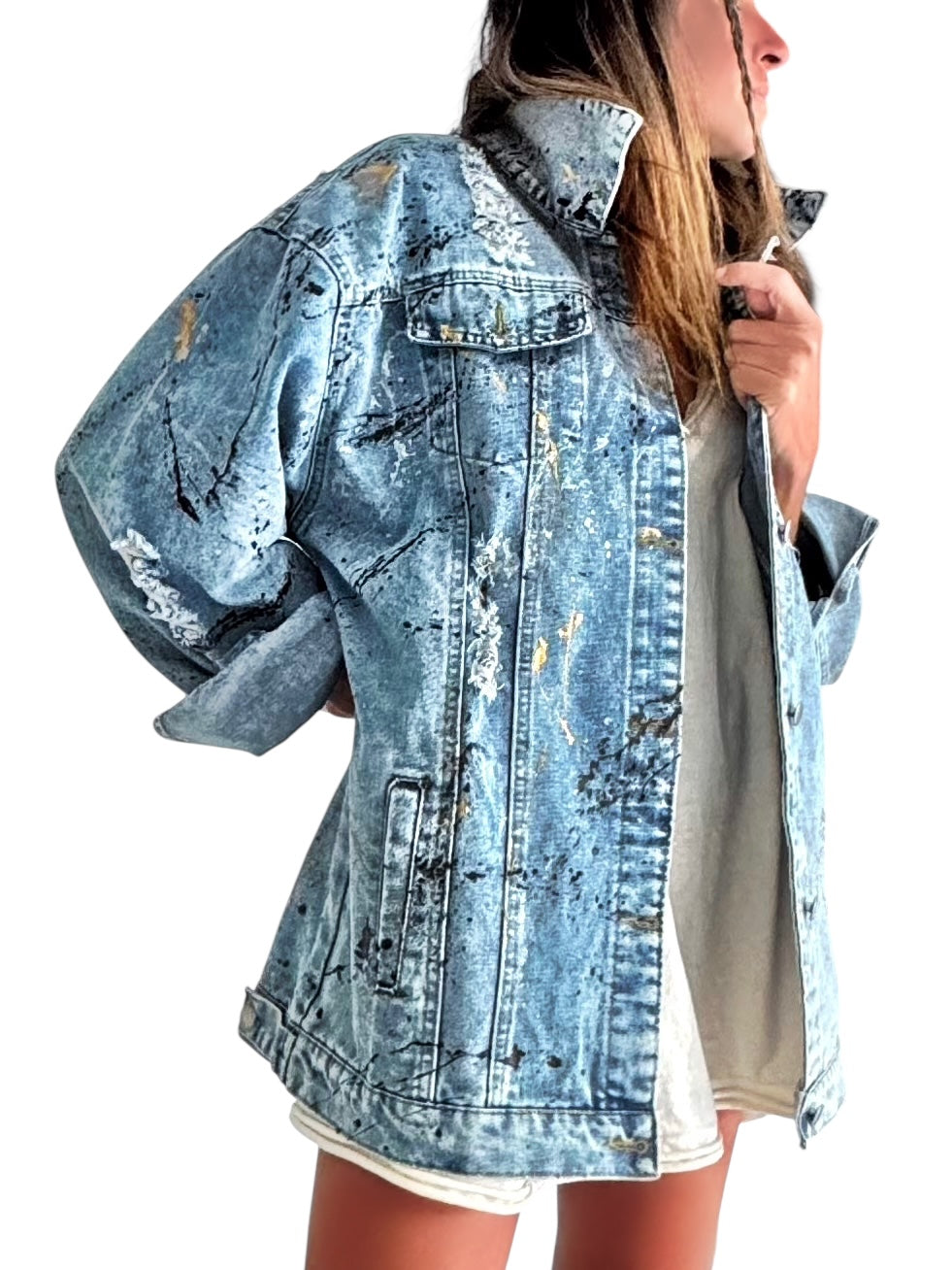 'Splatter World 2.0' Painted Denim Jacket
