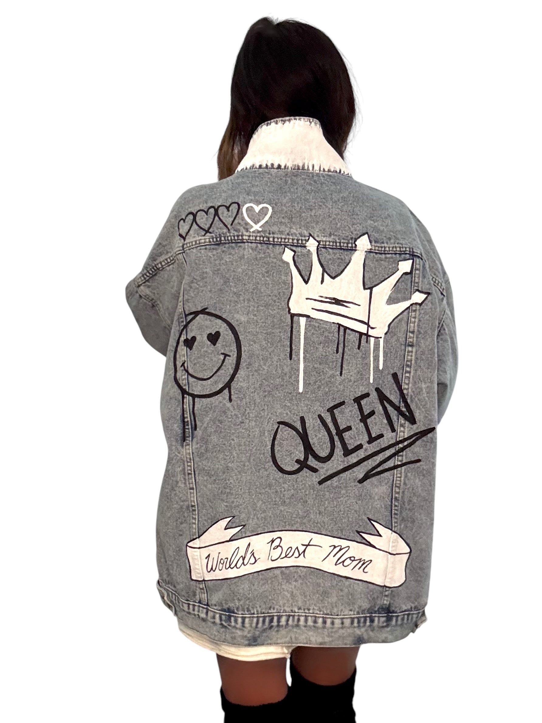 'Queen Mom' Painted Denim Jacket