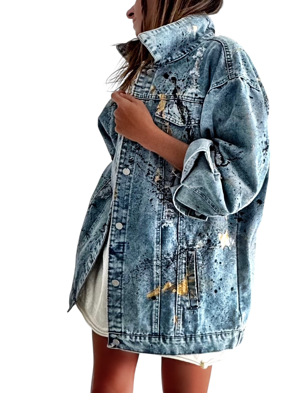 'Splatter World 2.0' Painted Denim Jacket