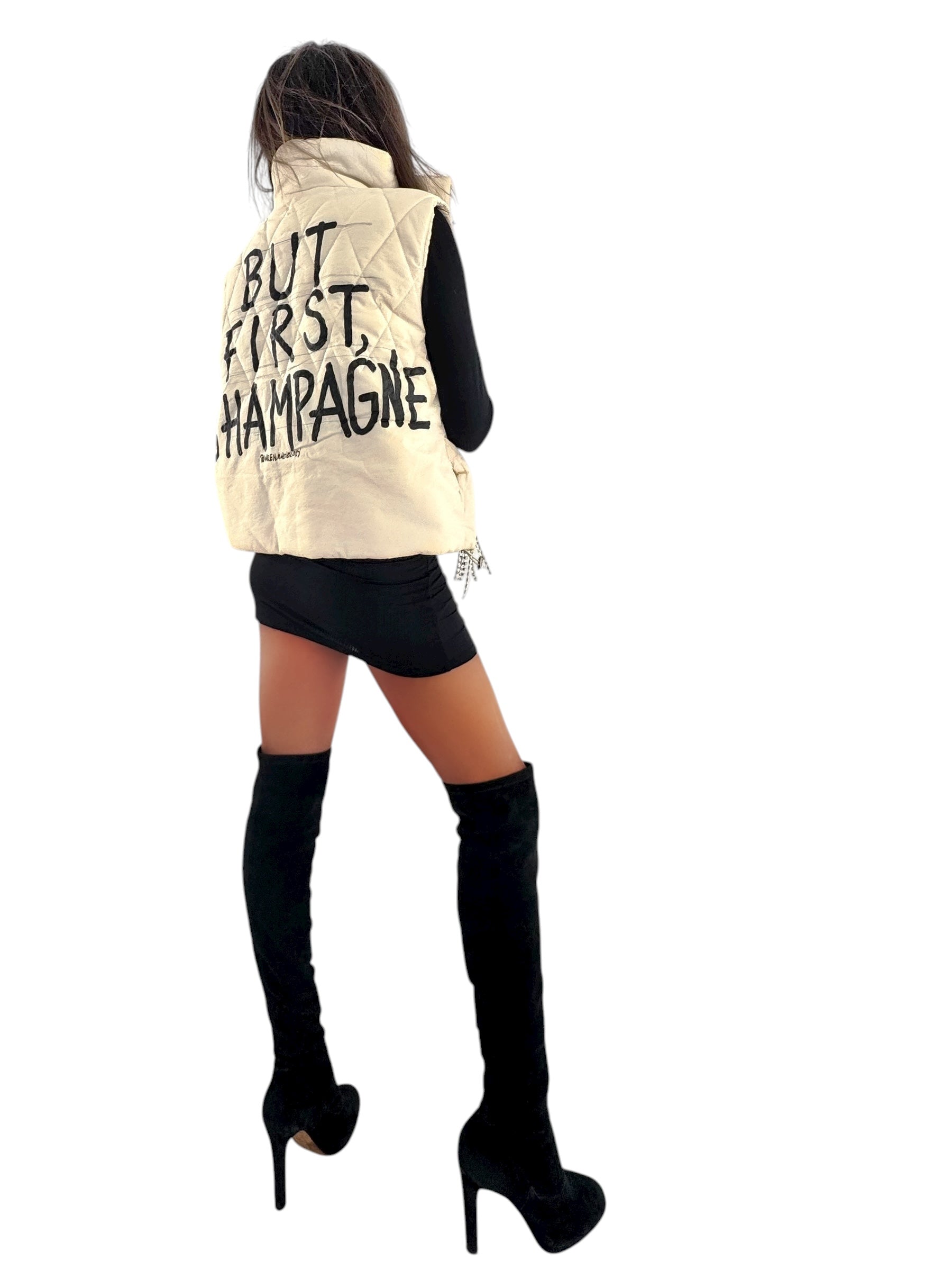 'But First, Champagne' Painted Vest