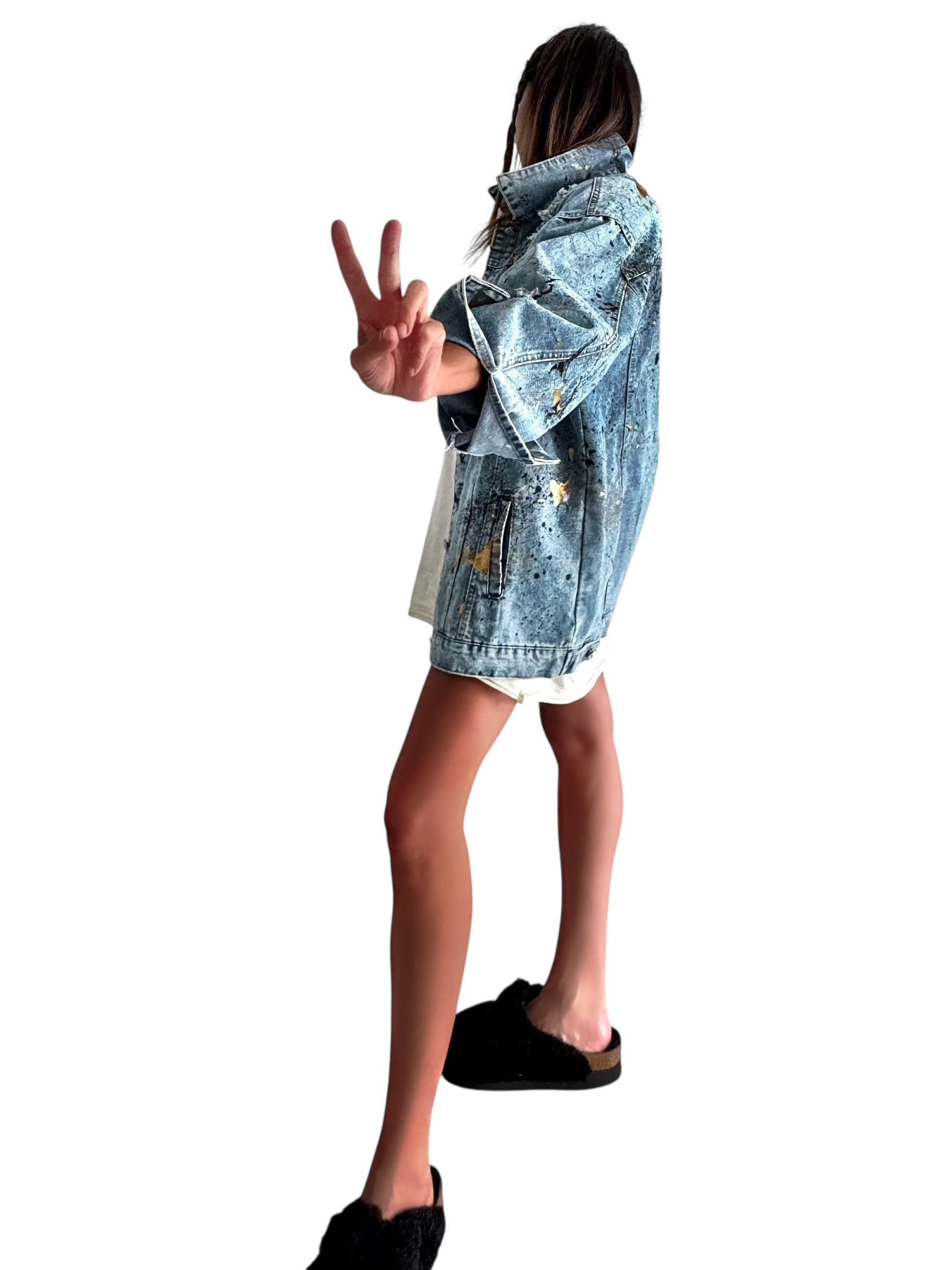 'Splatter World 2.0' Painted Denim Jacket