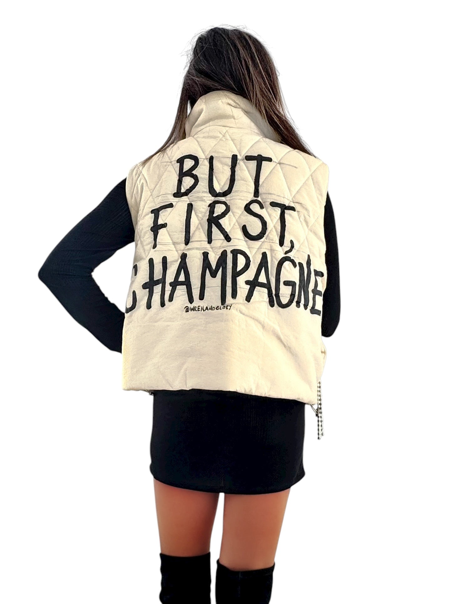 'But First, Champagne' Painted Vest