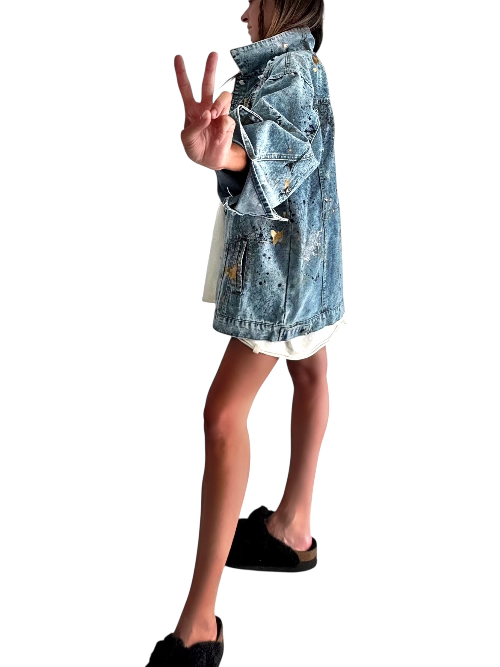 'Splatter World 2.0' Painted Denim Jacket