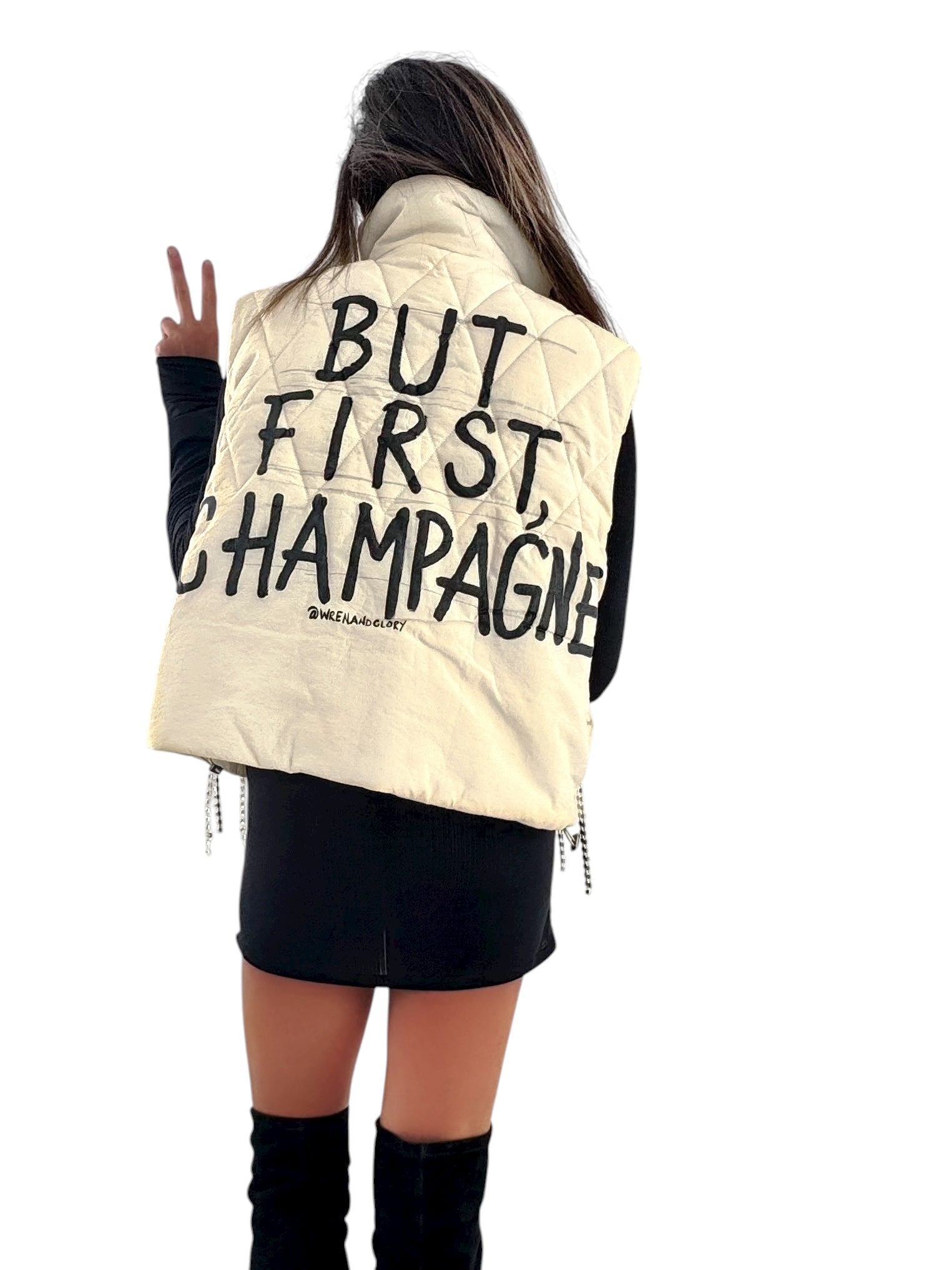 'But First, Champagne' Painted Vest