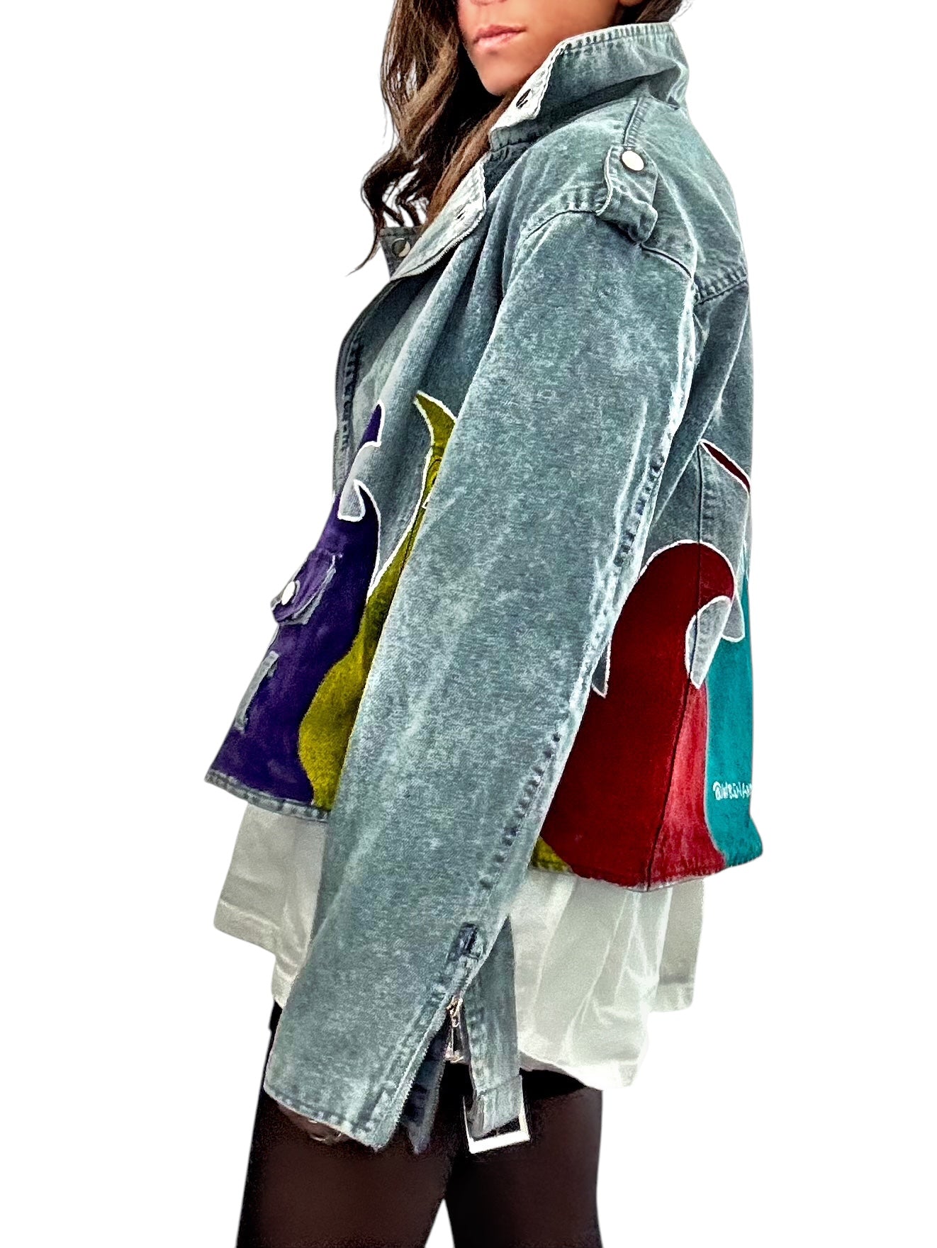 'Denim & Flow' Moto Jacket