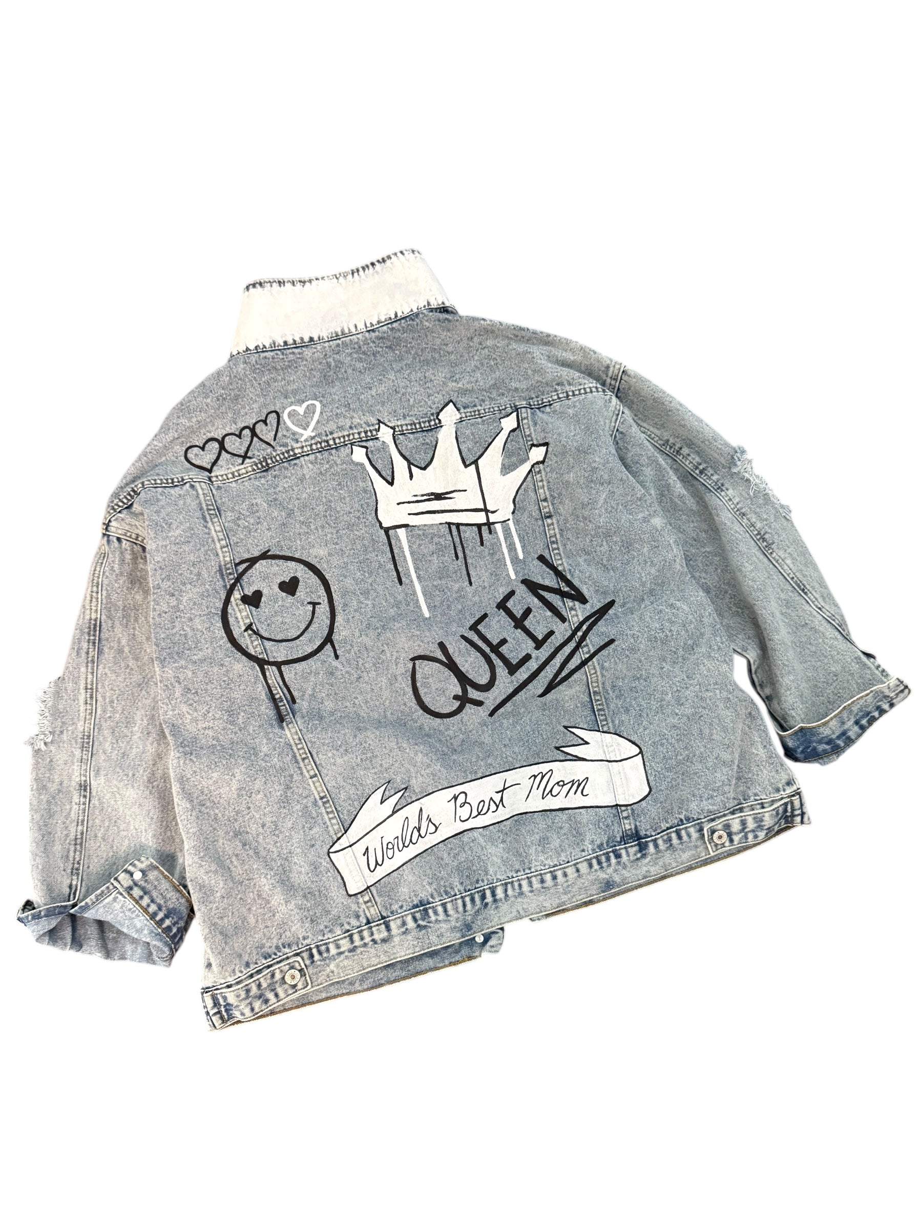 'Queen Mom' Painted Denim Jacket