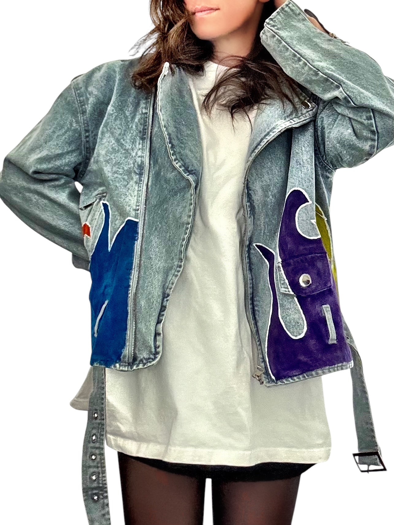 'Denim & Flow' Moto Jacket