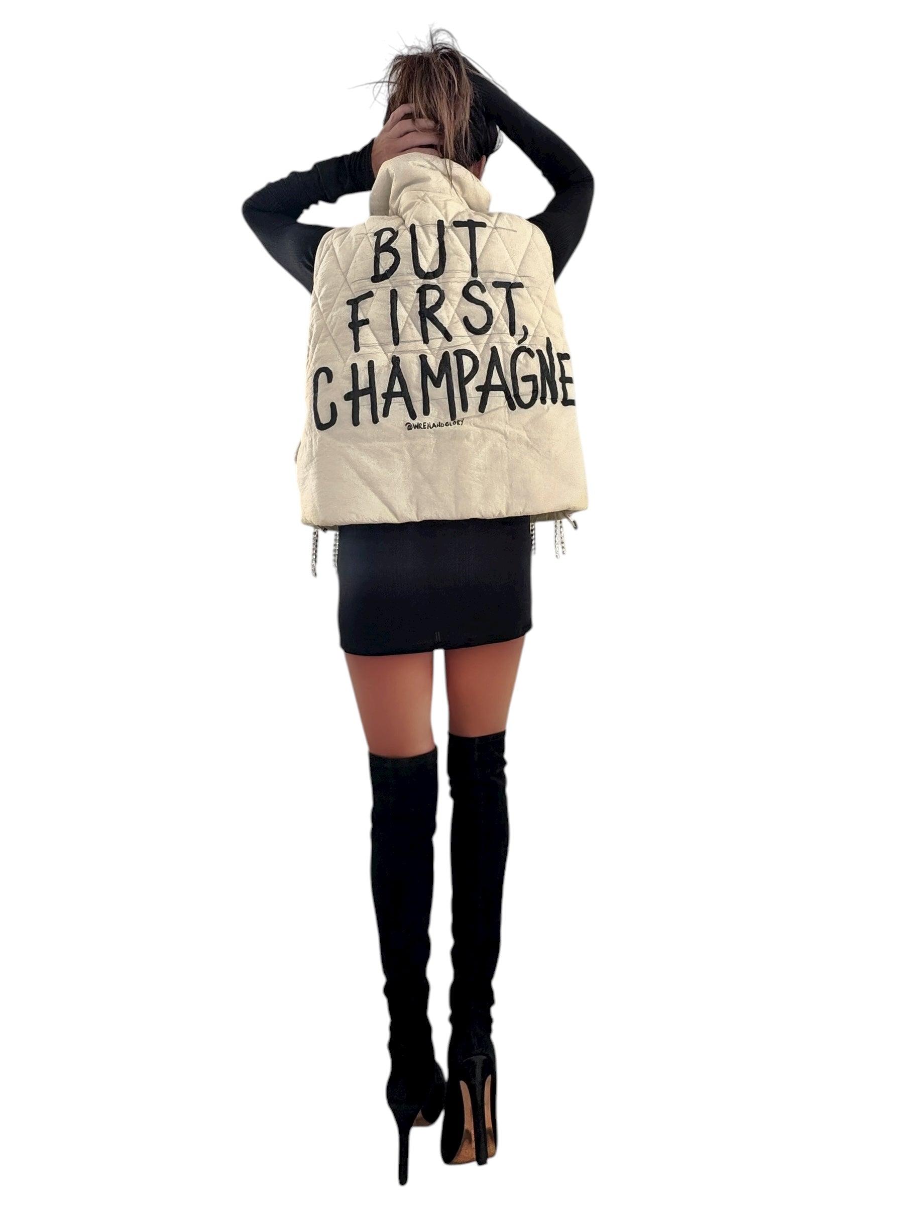 'But First, Champagne' Painted Vest