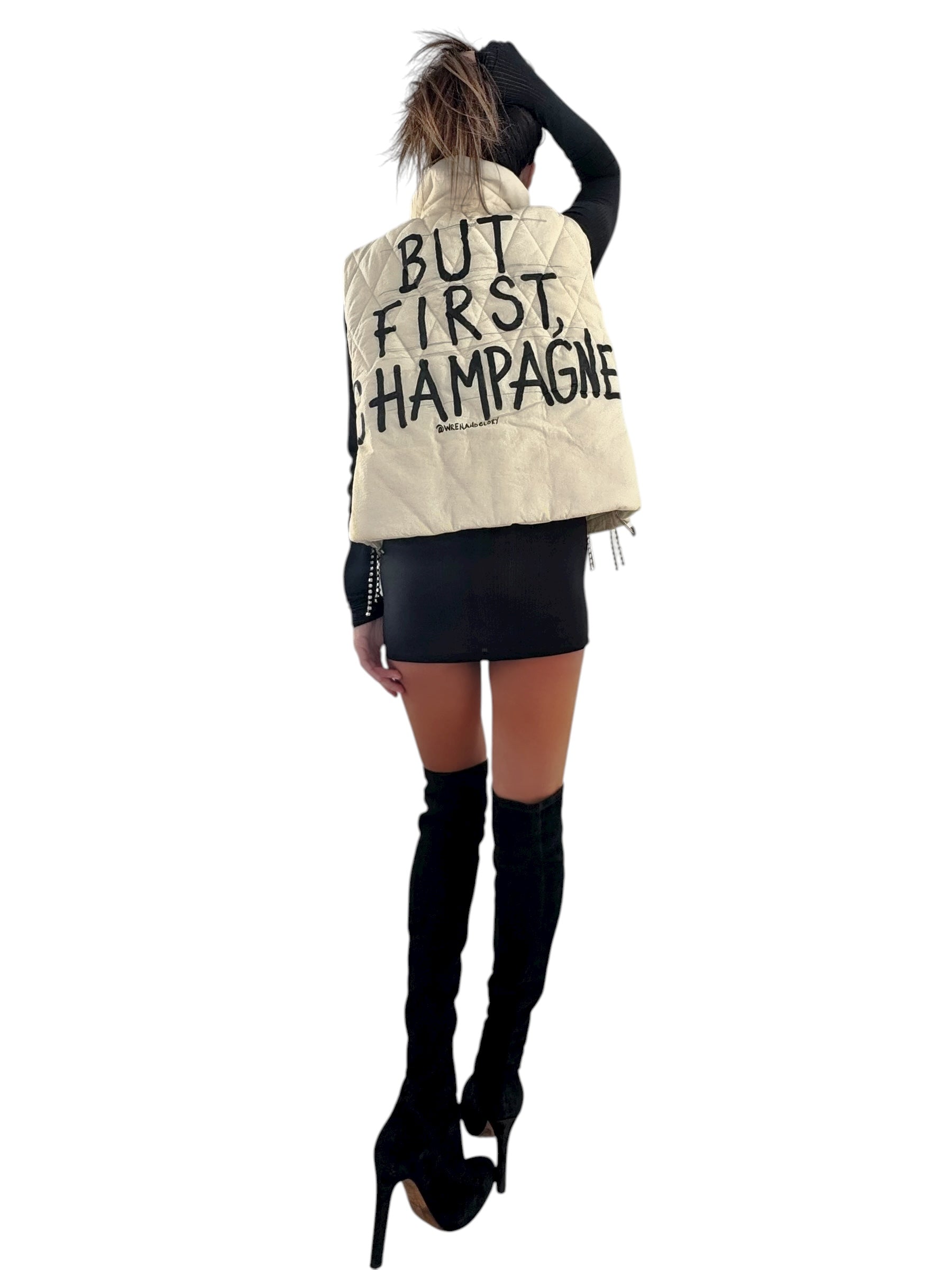 'But First, Champagne' Painted Vest
