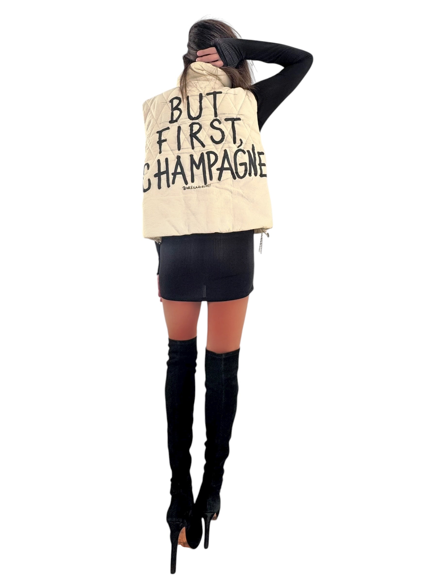 'But First, Champagne' Painted Vest