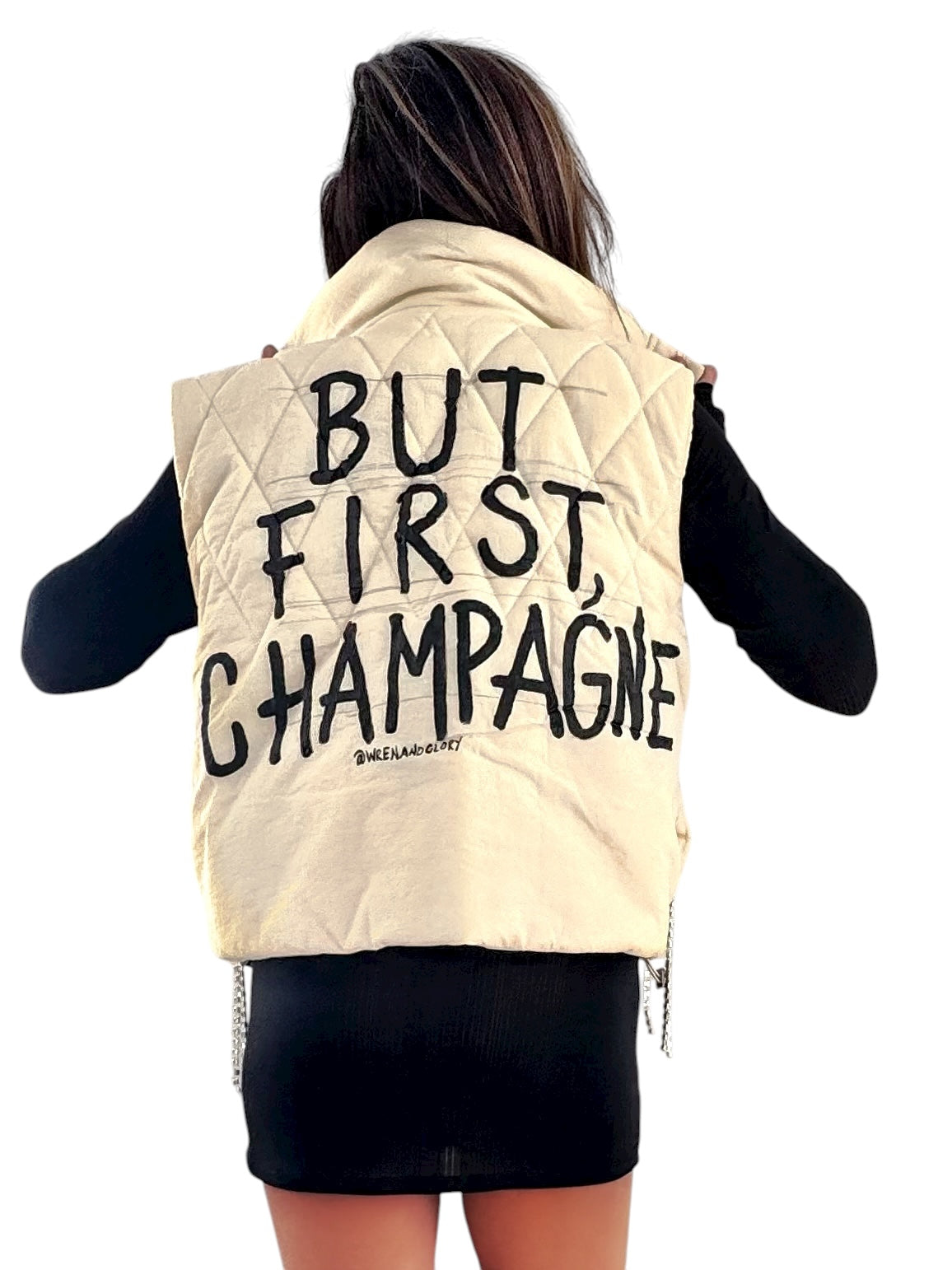 'But First, Champagne' Painted Vest