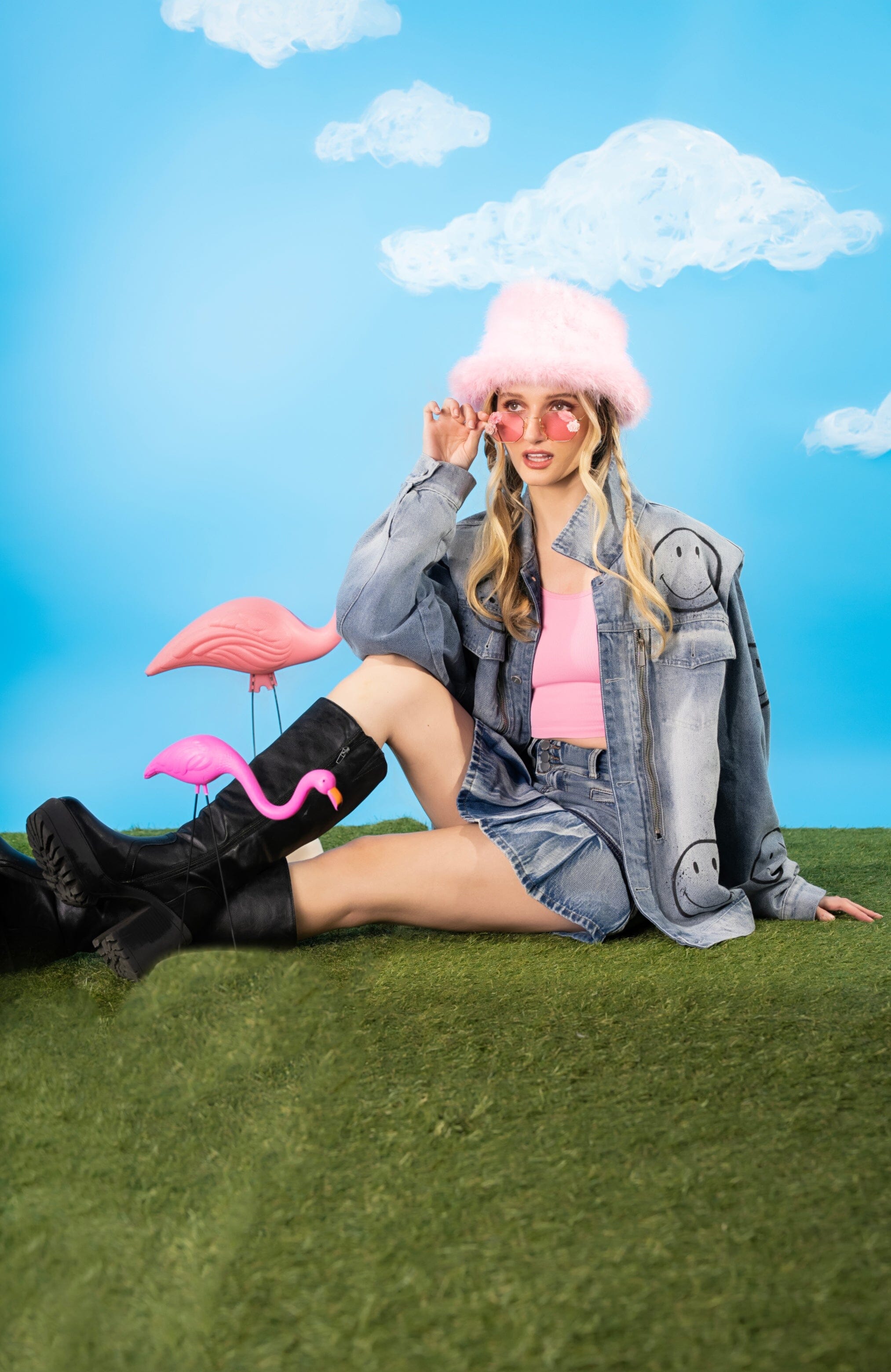 'The Smiley Denim' Painted Jacket