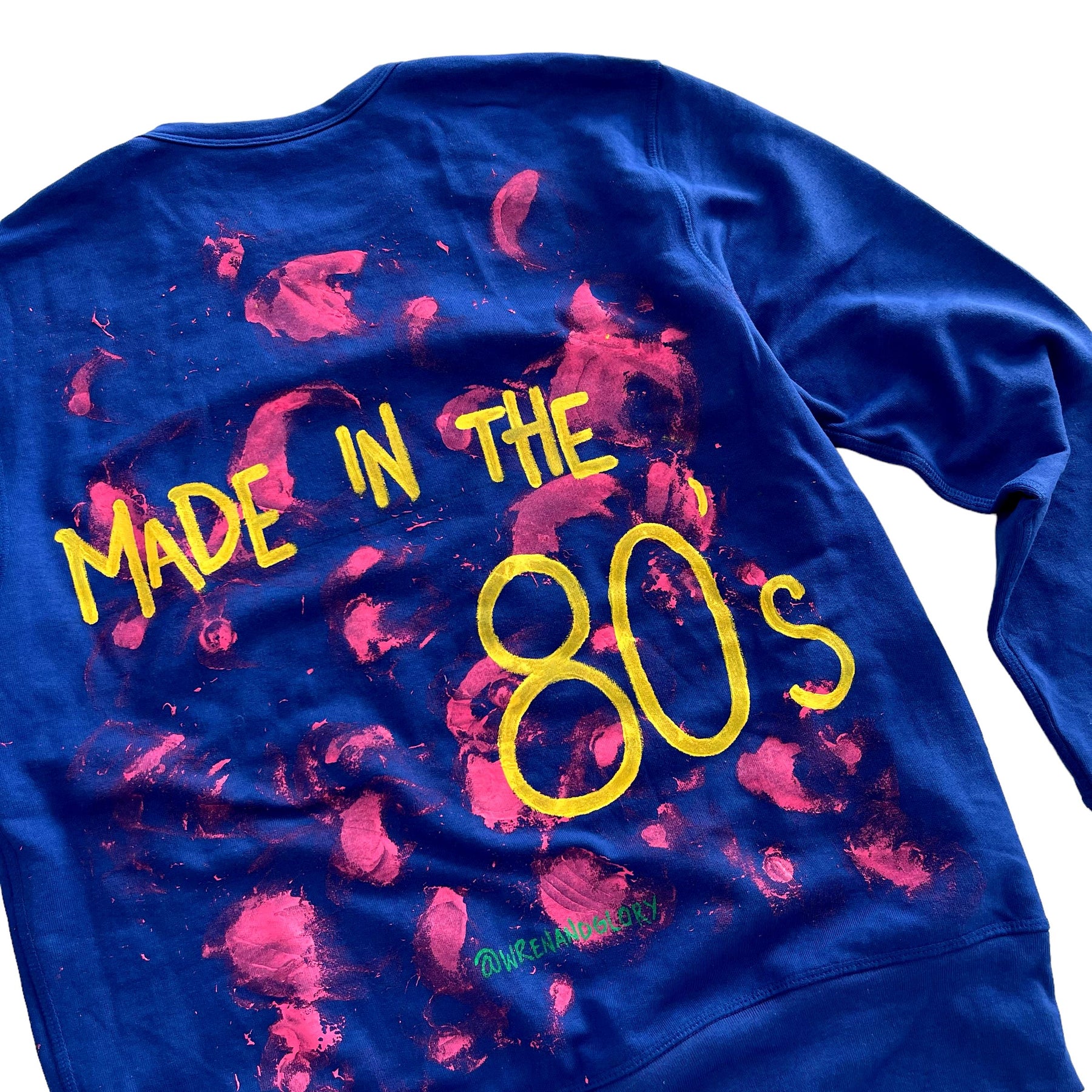 '80s Baby!' Painted Blue Crewneck