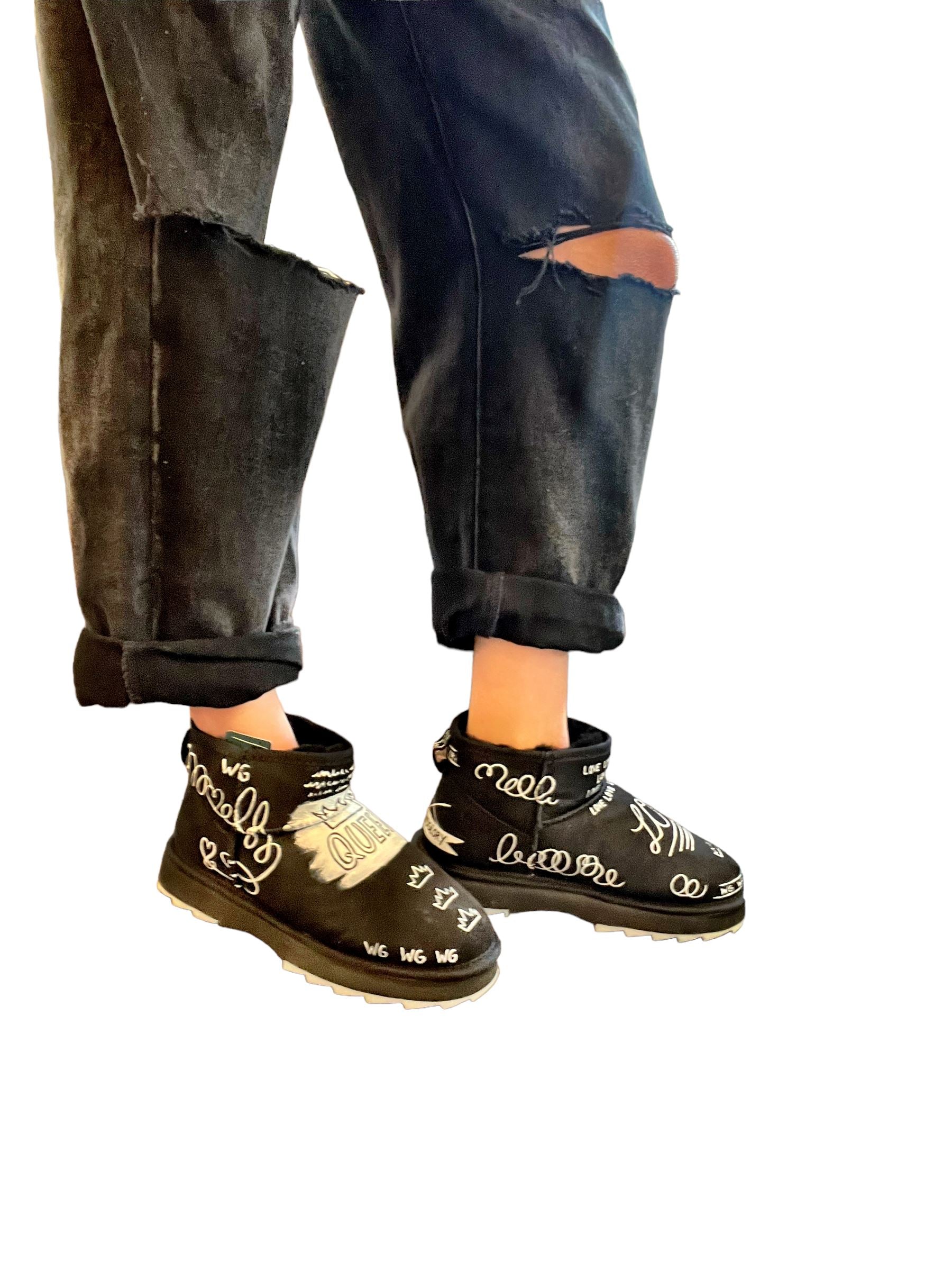 Graffiti Love' Painted Emu Boots