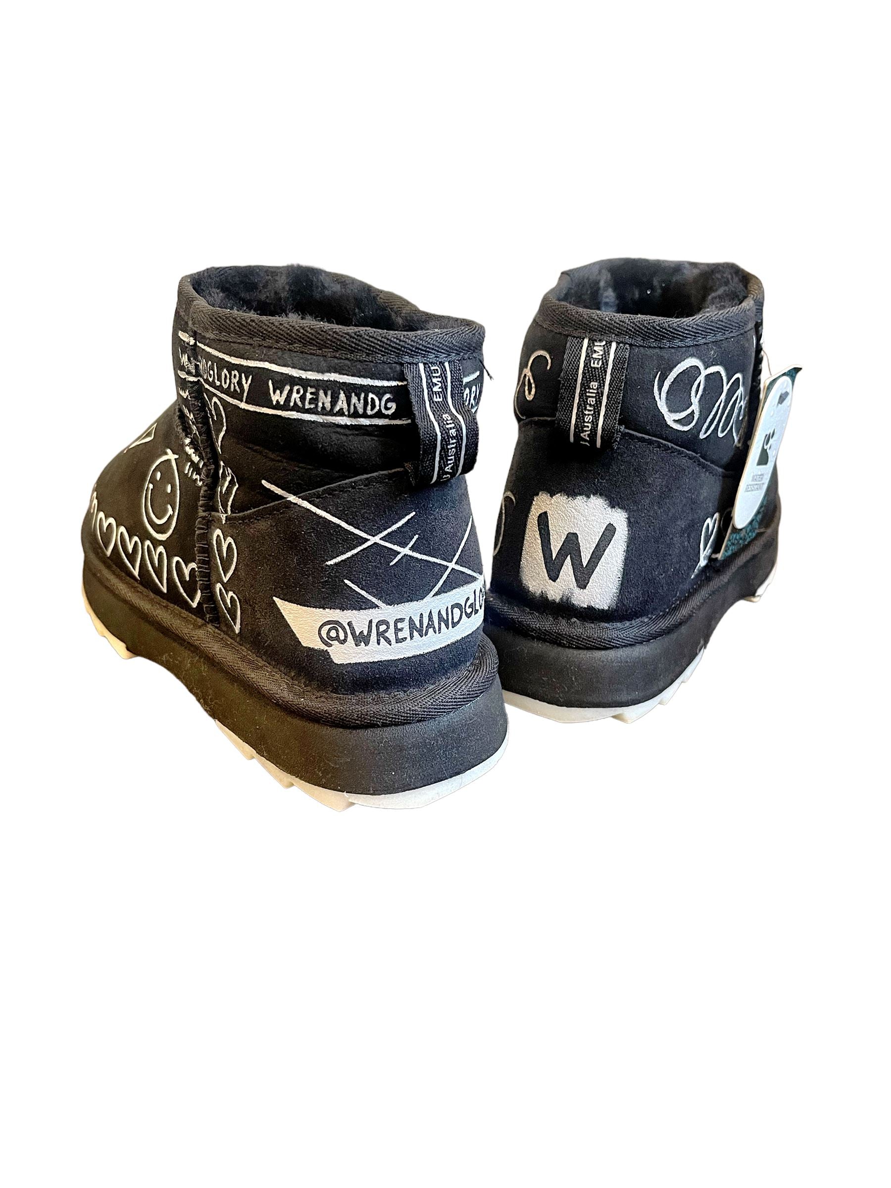 Graffiti Love' Painted Emu Boots