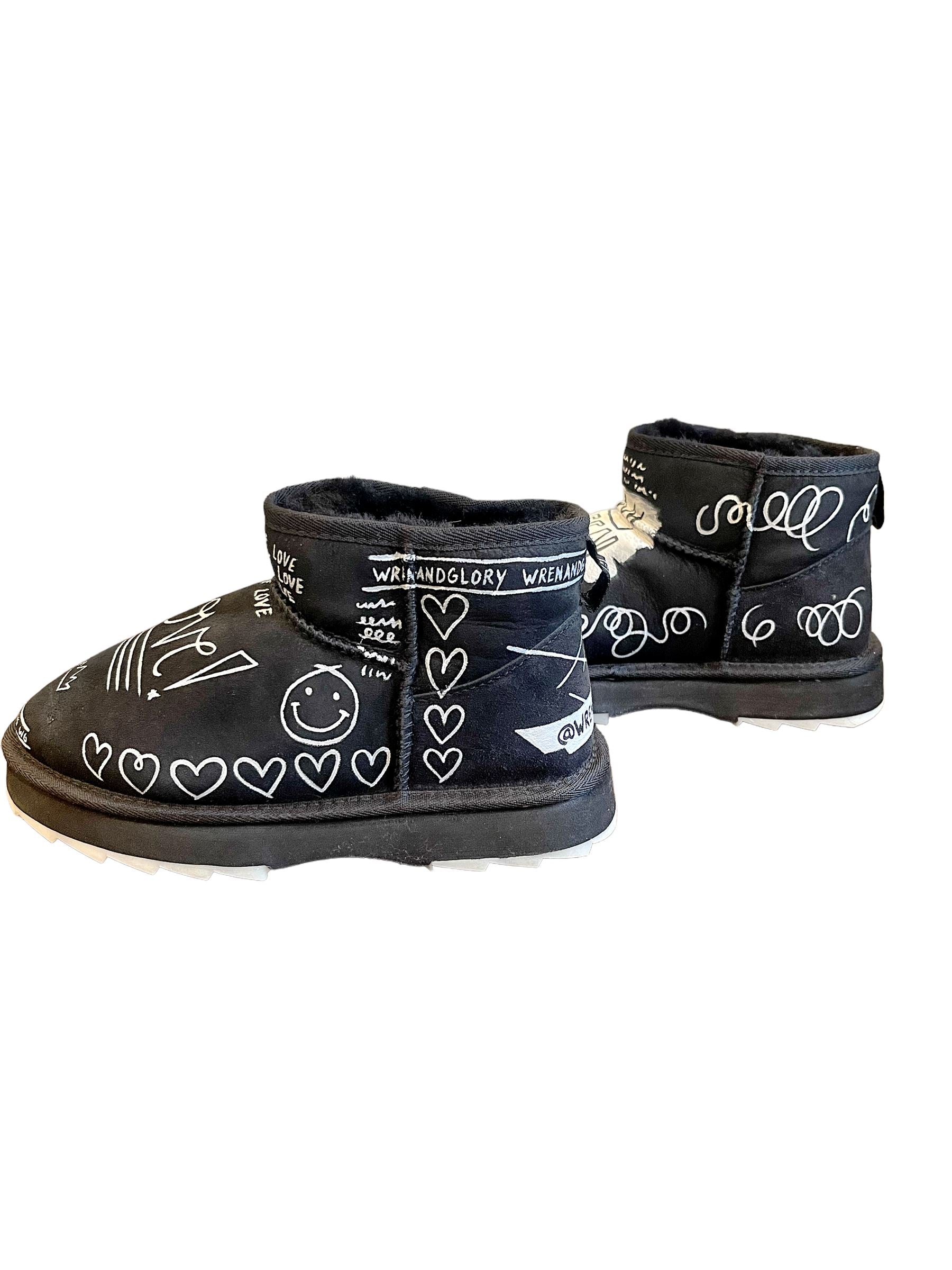 Graffiti Love' Painted Emu Boots