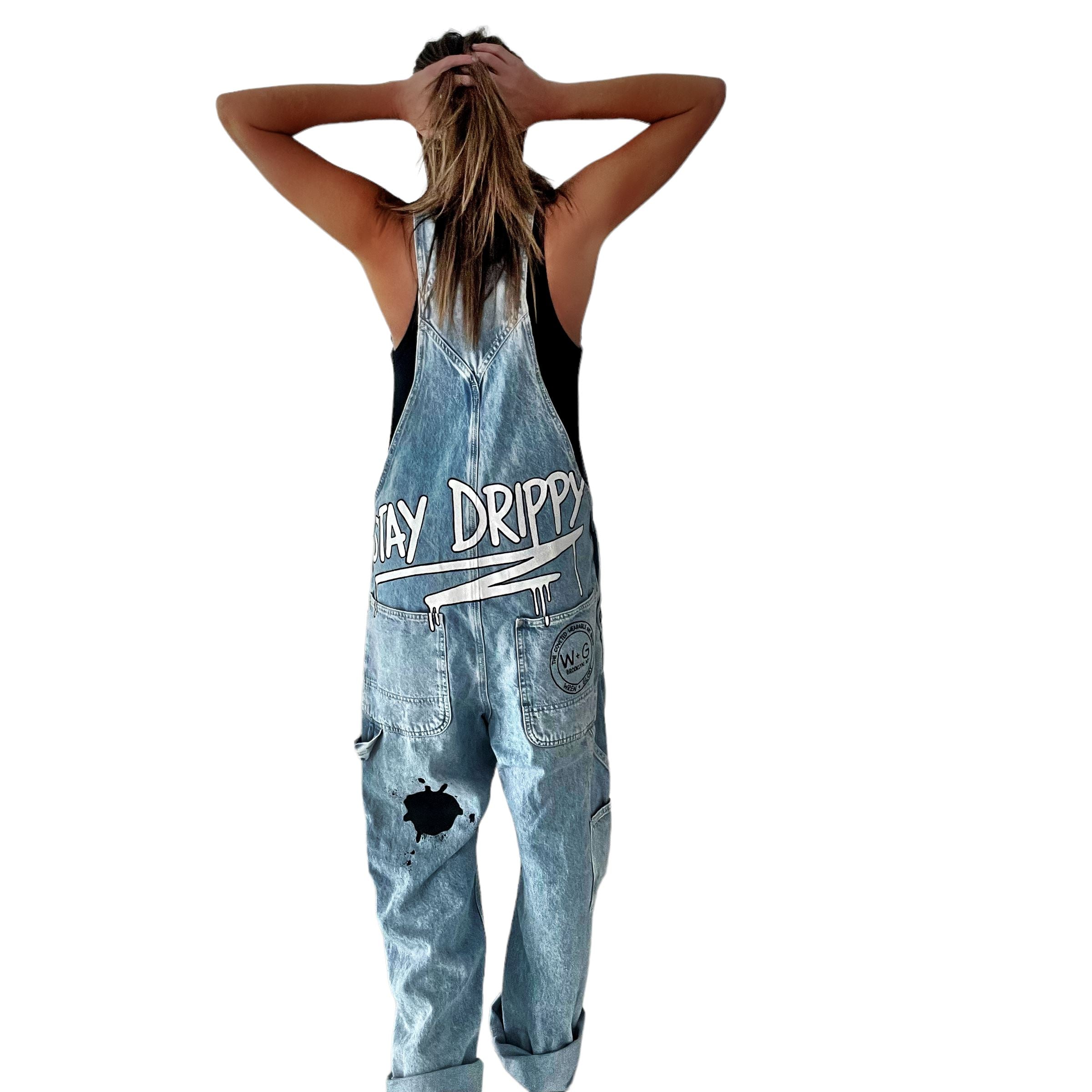 'Drippy W+G' Painted Overalls