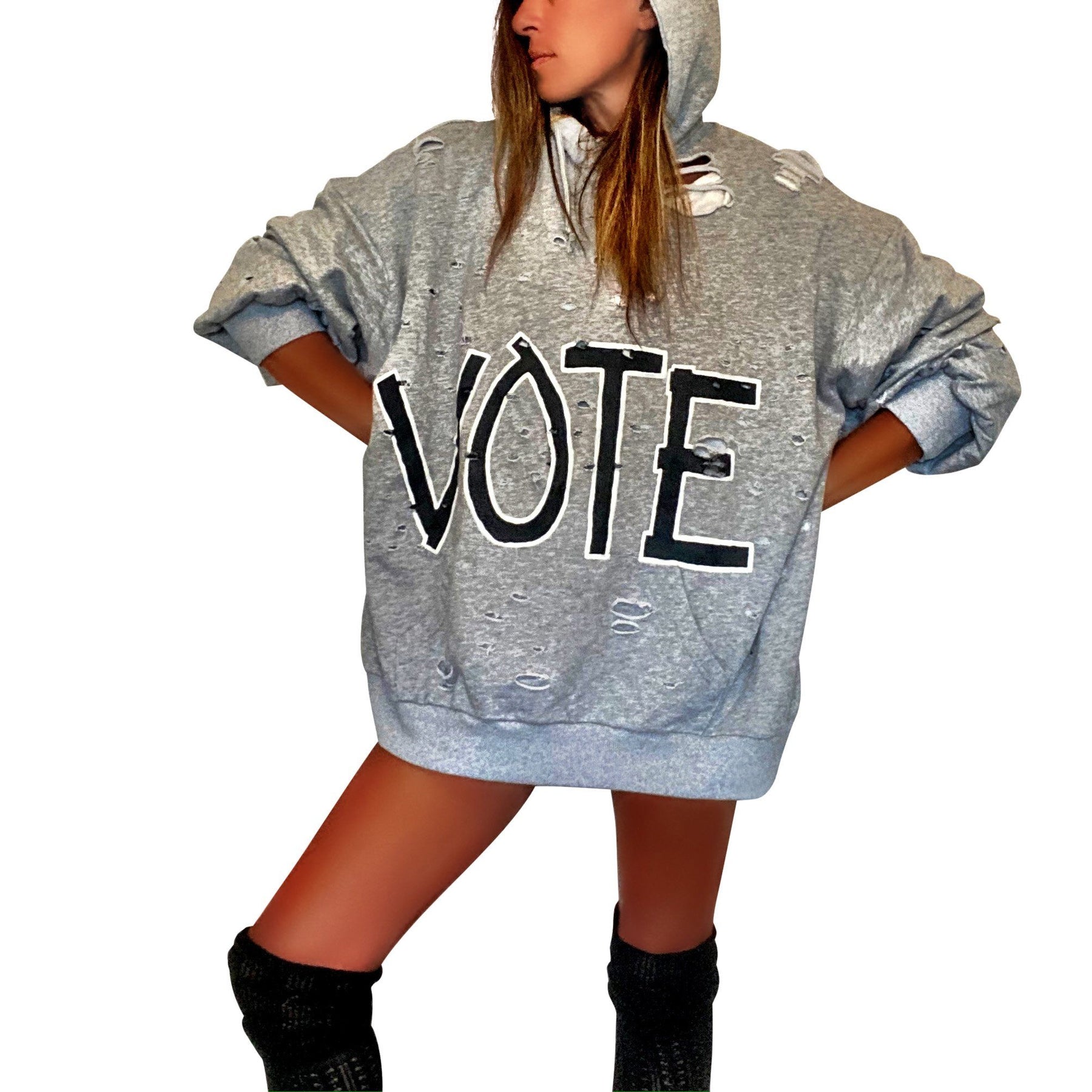 'VOTE!' PAINTED HOODIE