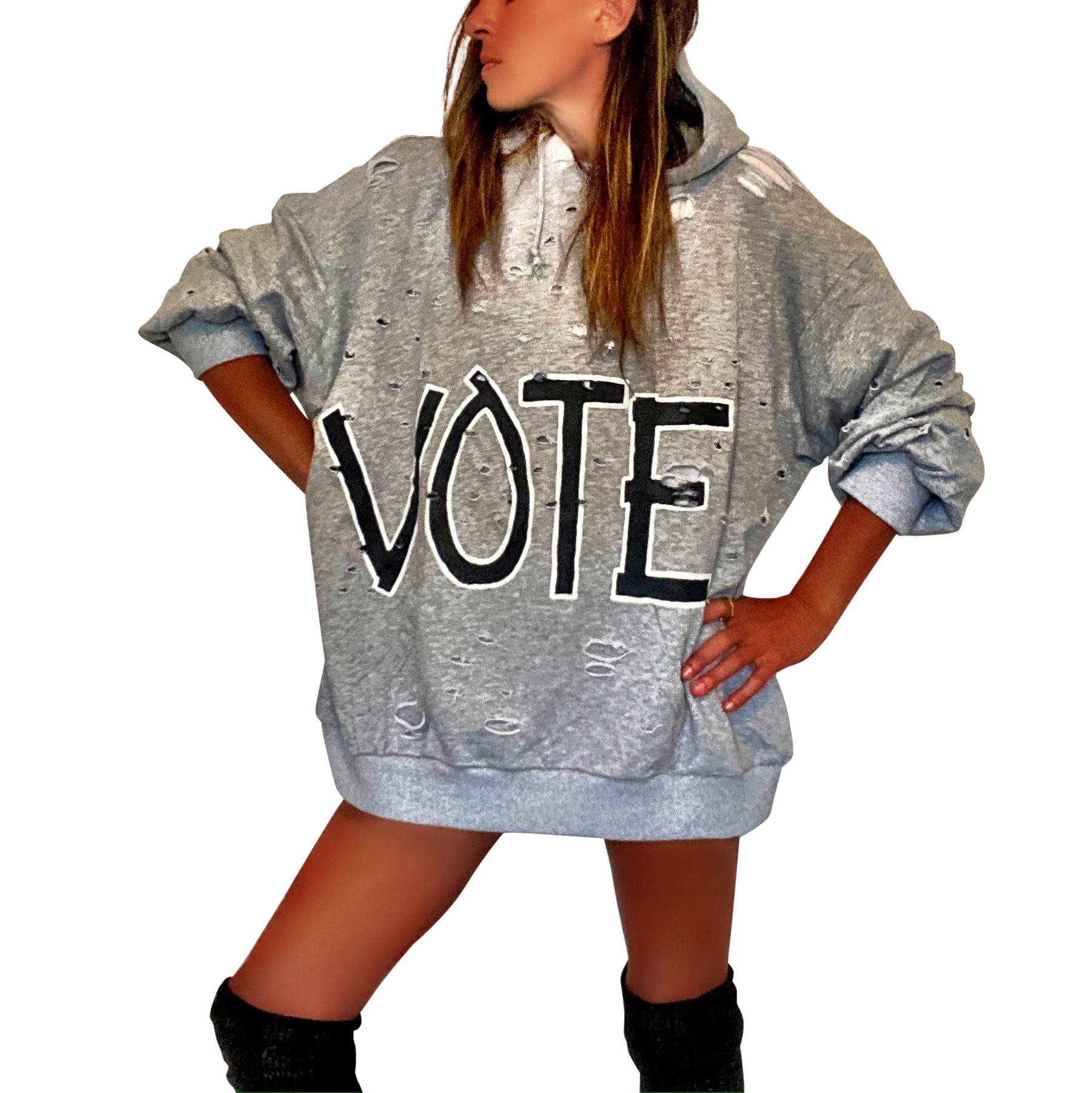 'VOTE!' PAINTED HOODIE