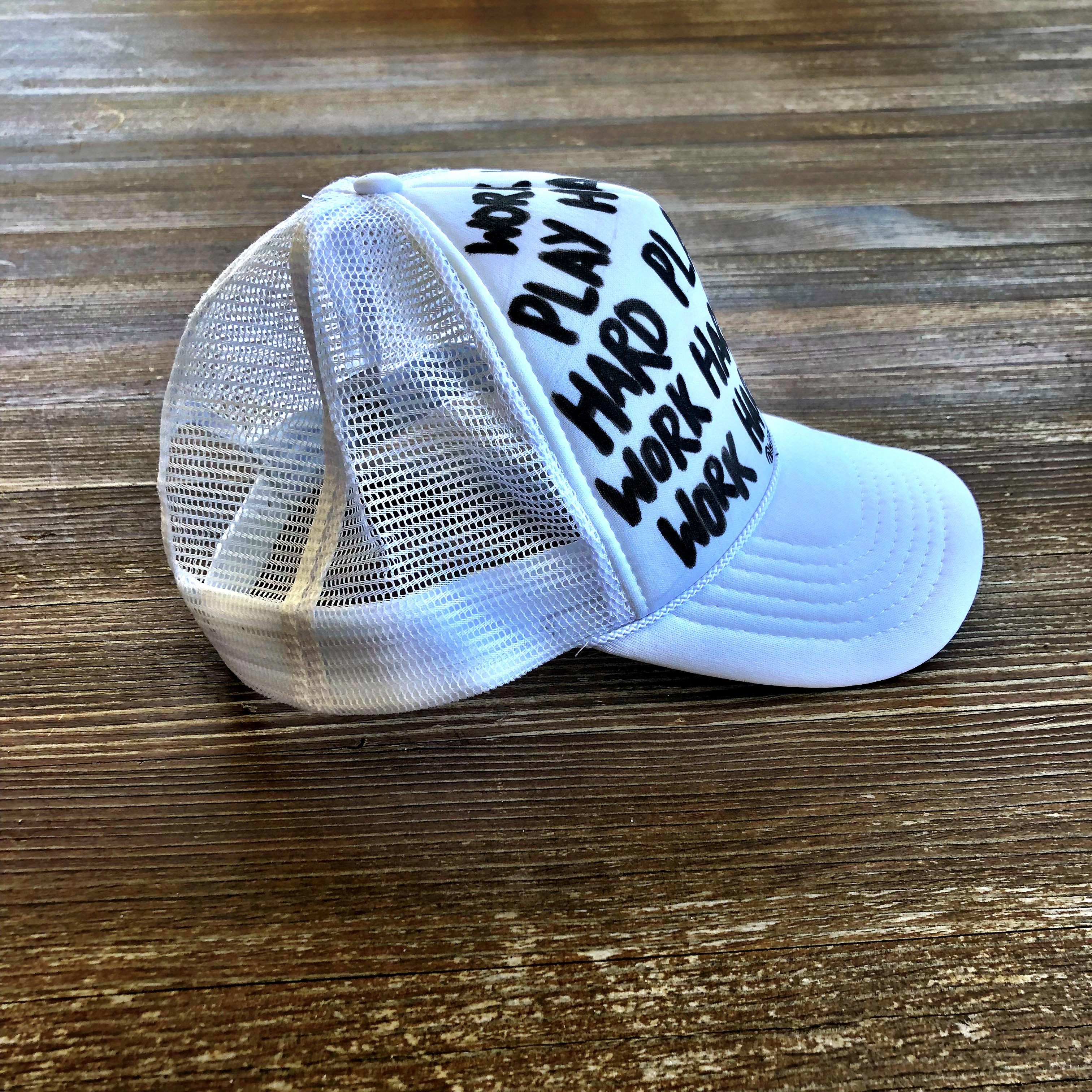 'WORK HARD' PAINTED HAT